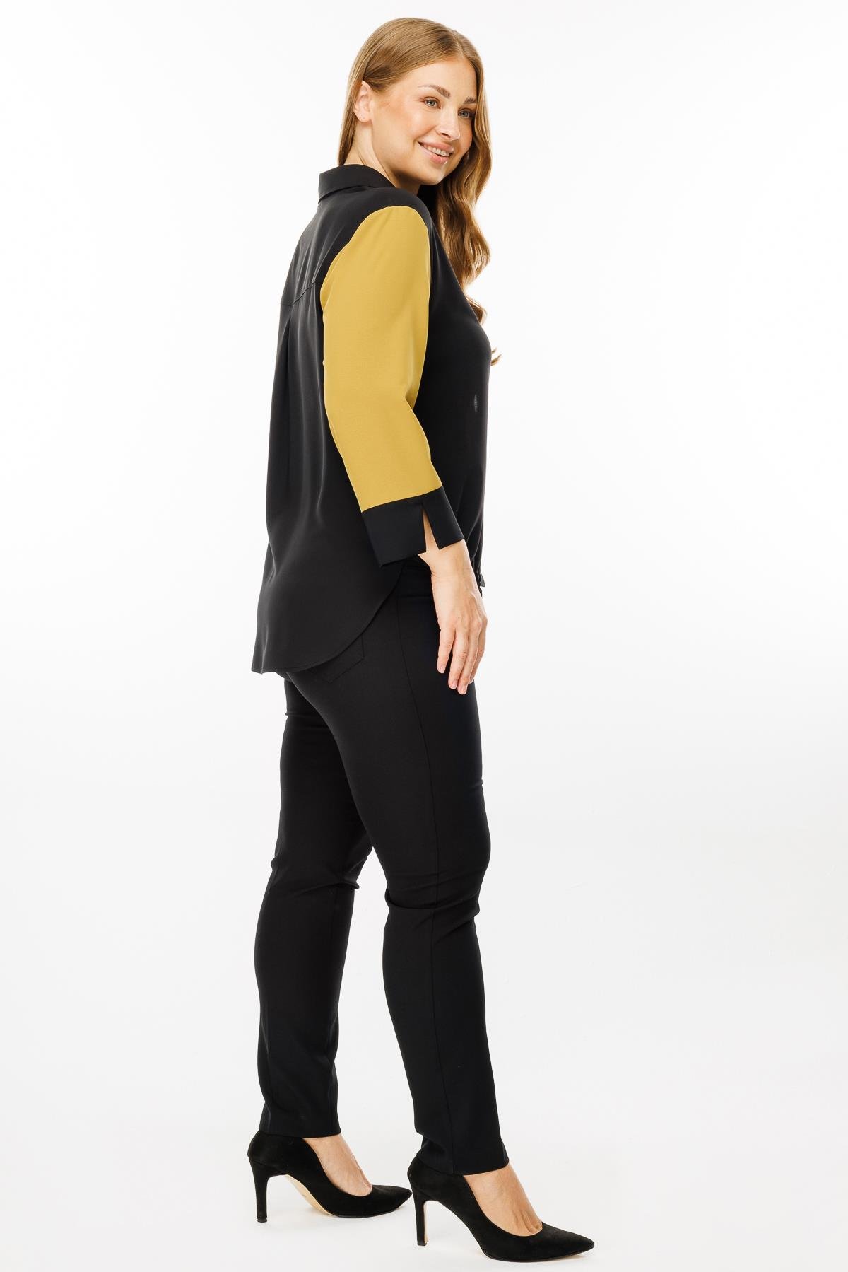 Modailgi  Etek Ucu Büzgülü Çiçek Baskılı Bluz Olive