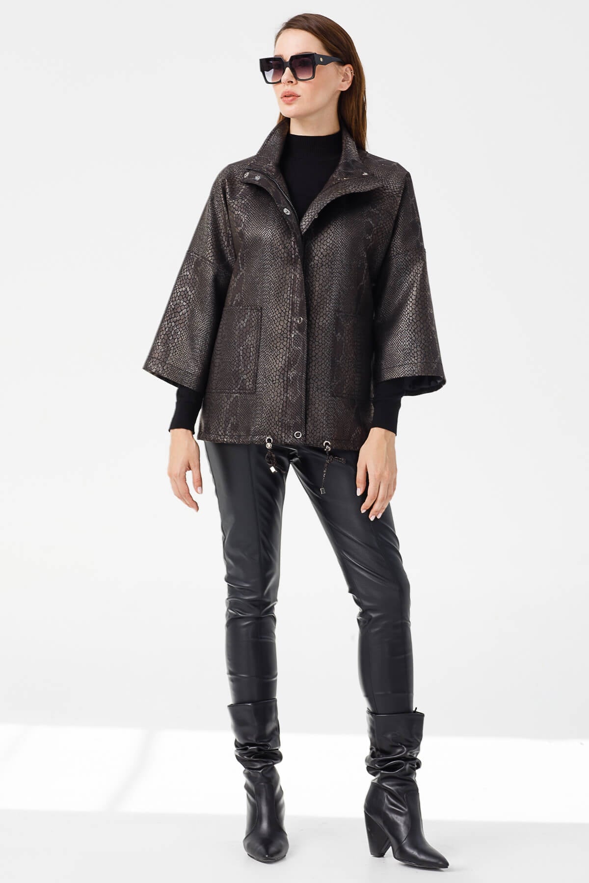 Modailgi  Evaze Kollu Oversize Astarlı Mont ORJİNAL