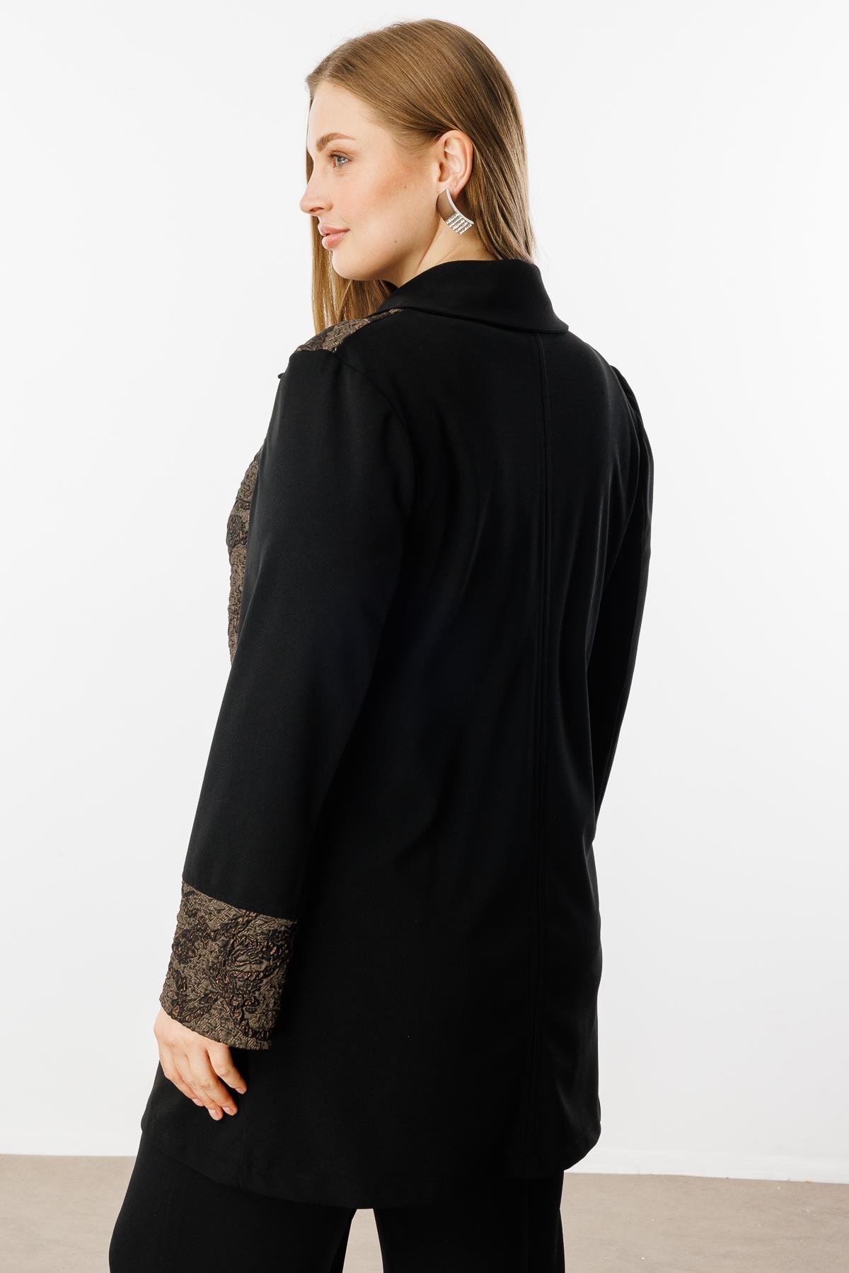 Modailgi  Fermuarlı Jakar Tunik Kahve