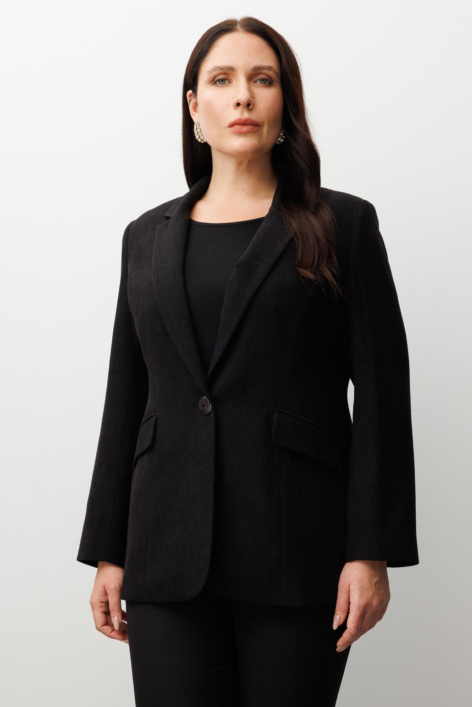 Modailgi  Fitilli Tek Düğme Mono Yaka Ceket Siyah