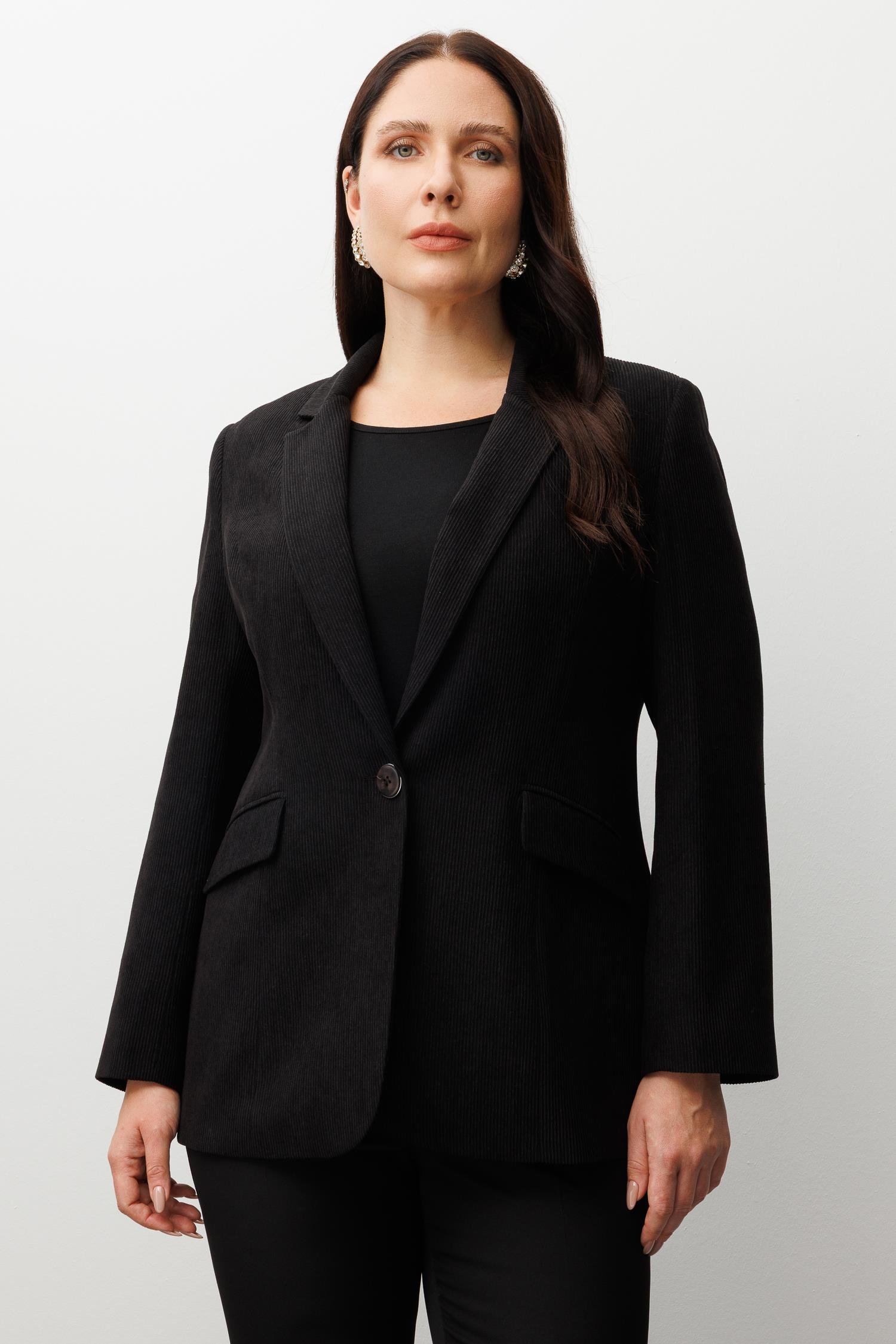 Modailgi  Fitilli Tek Düğme Mono Yaka Ceket Siyah