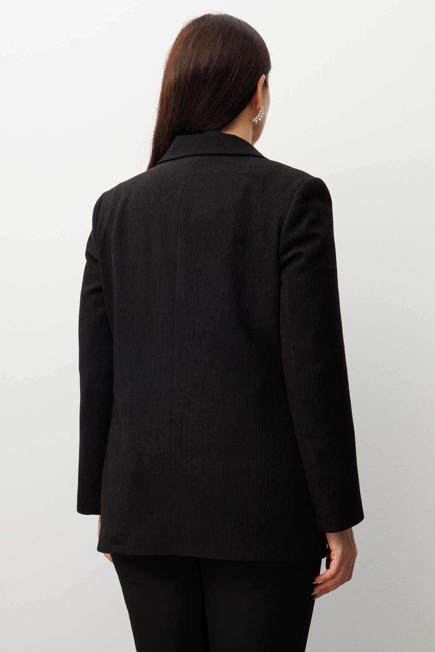 Modailgi  Fitilli Tek Düğme Mono Yaka Ceket Siyah