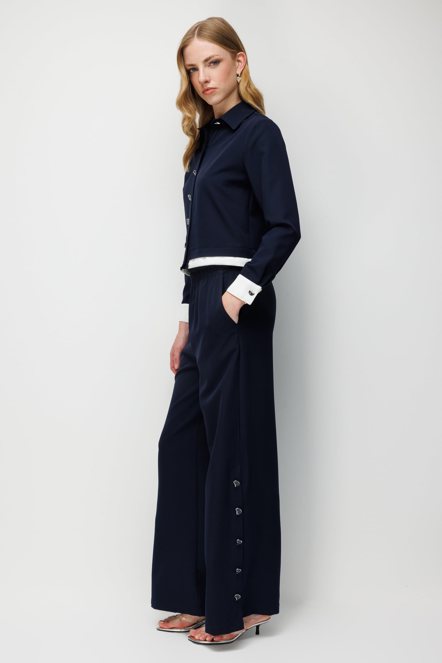 Modailgi  Garnili Krop Ceket - 40122 Lacivert