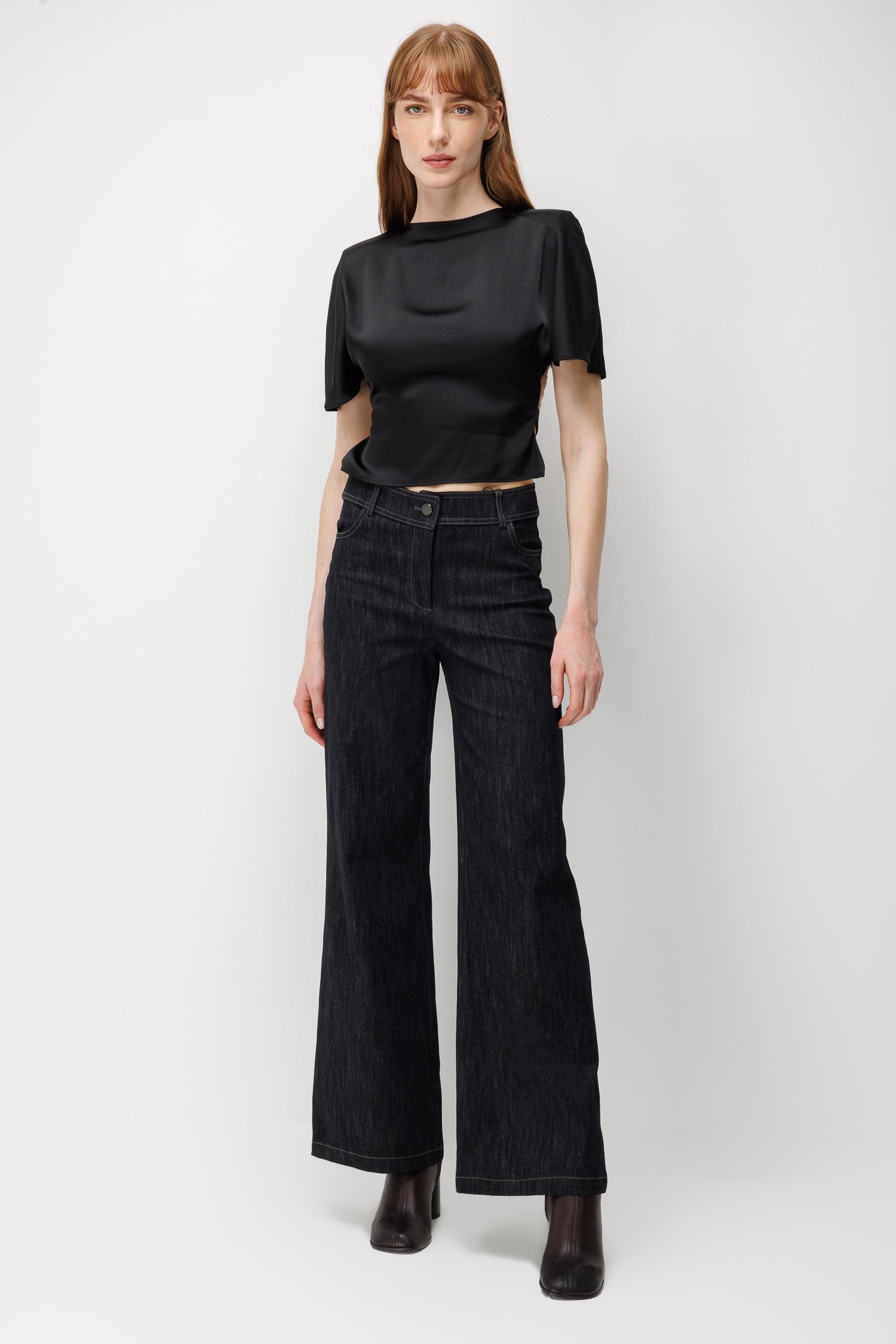 Modailgi  Geniş Paça Denim Pantolon - 70120 Siyah