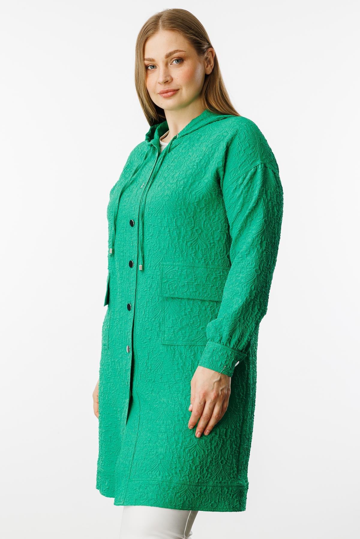 Modailgi  Gofre Kumaş Uzun Tunik Yeşil