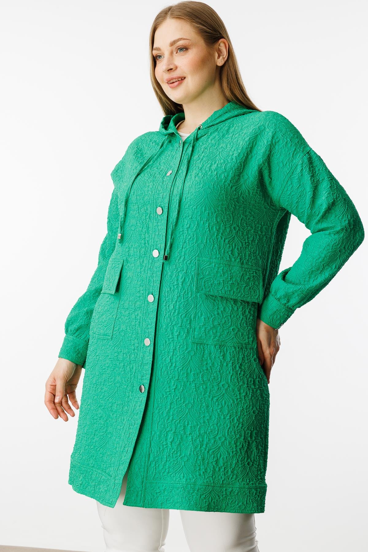 Modailgi  Gofre Kumaş Uzun Tunik Yeşil