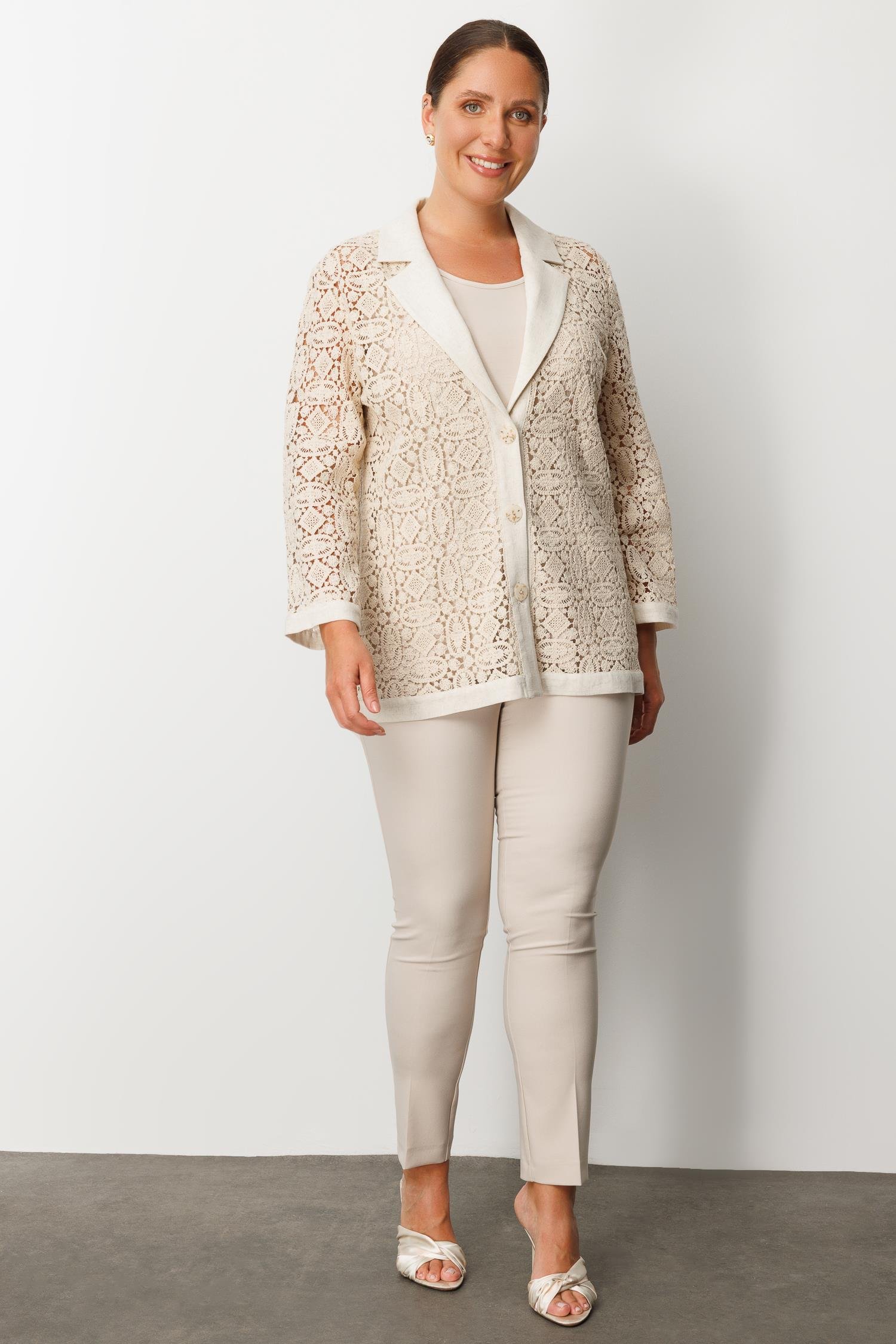 Modailgi  Güpür Dantelli Mono Yaka Bant Detaylı İkili Tunik Orijinal