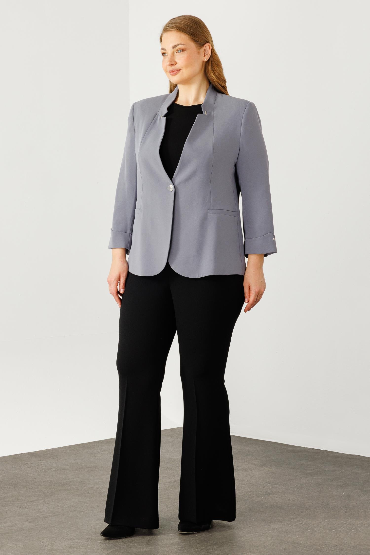 Modailgi  Hakim Yaka Tek Düğme Ceket Gri