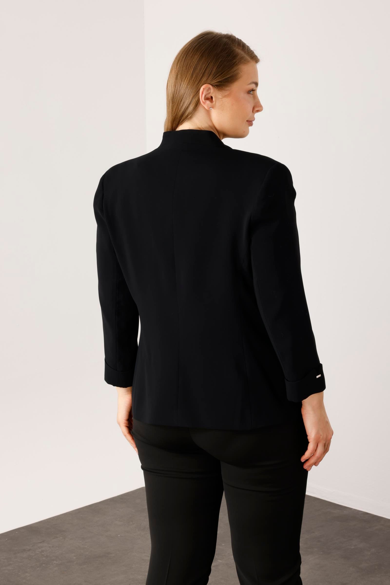 Modailgi  Hakim Yaka Tek Düğme Ceket Siyah