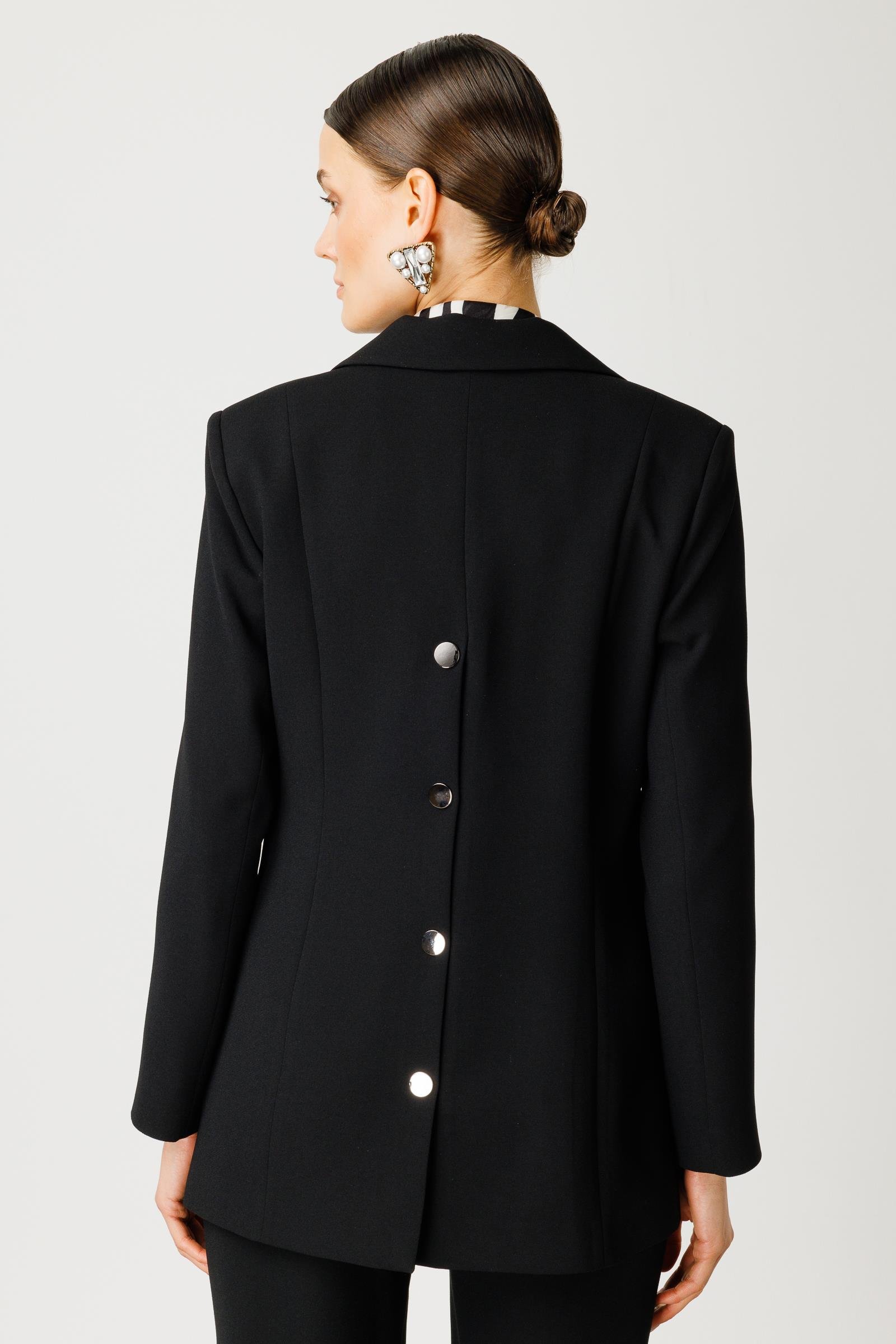 Modailgi  İç İçe Geçmeli Arkası Çıtçıtlı Ceket Siyah