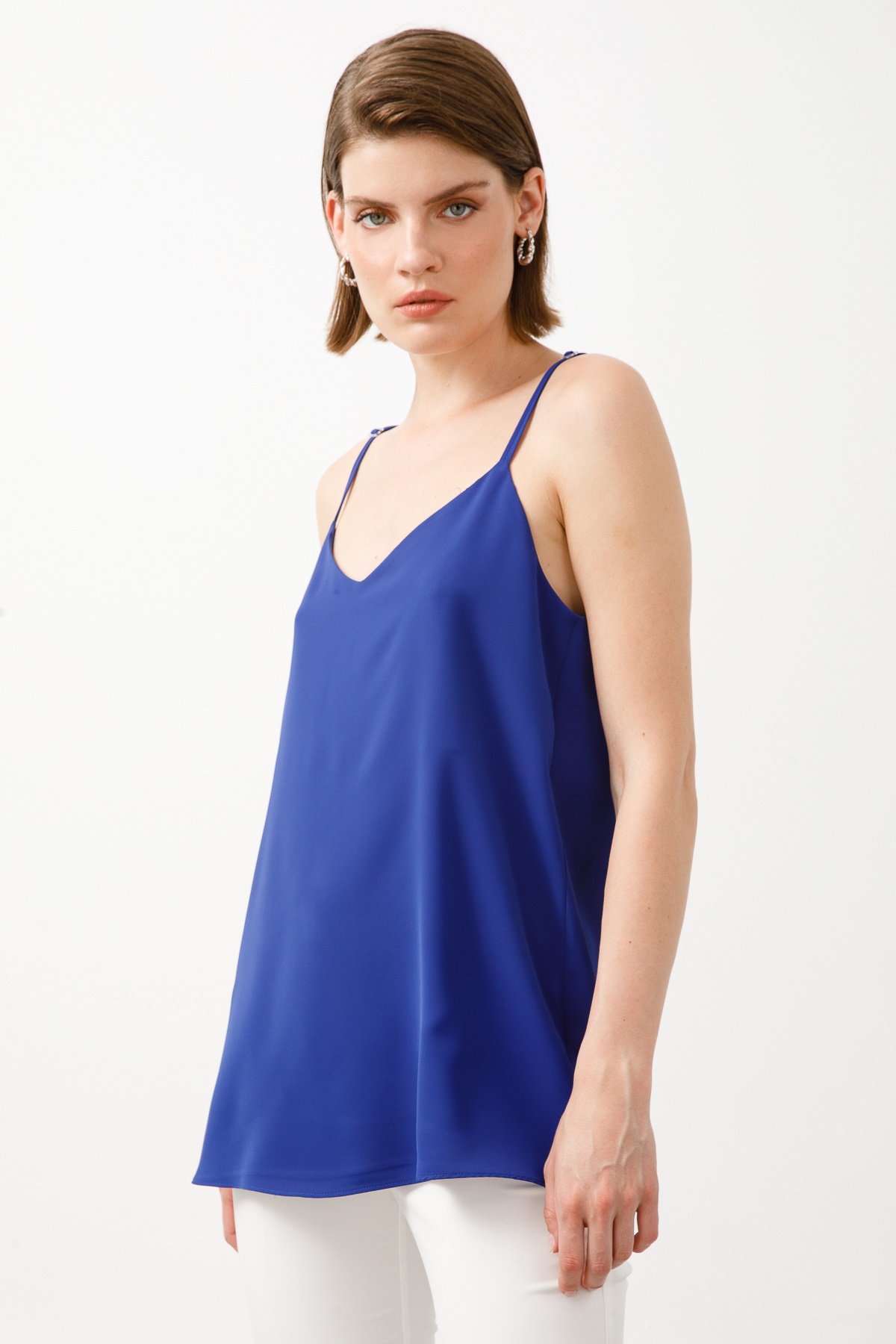 Modailgi  İp Askılı Atlet Saks