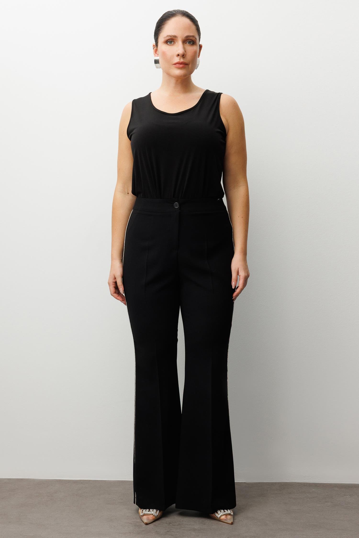 Modailgi  İspanyol Paça Krep Pantolon - 50007 Siyah