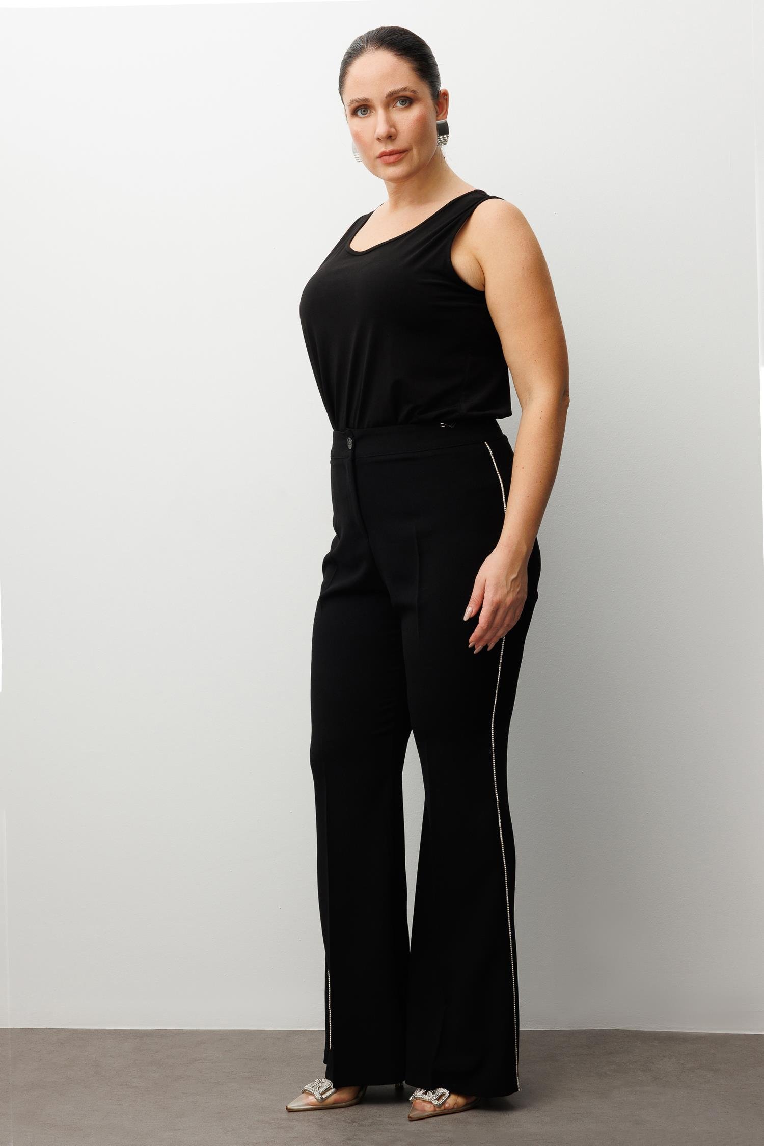 Modailgi  İspanyol Paça Krep Pantolon - 50007 Siyah