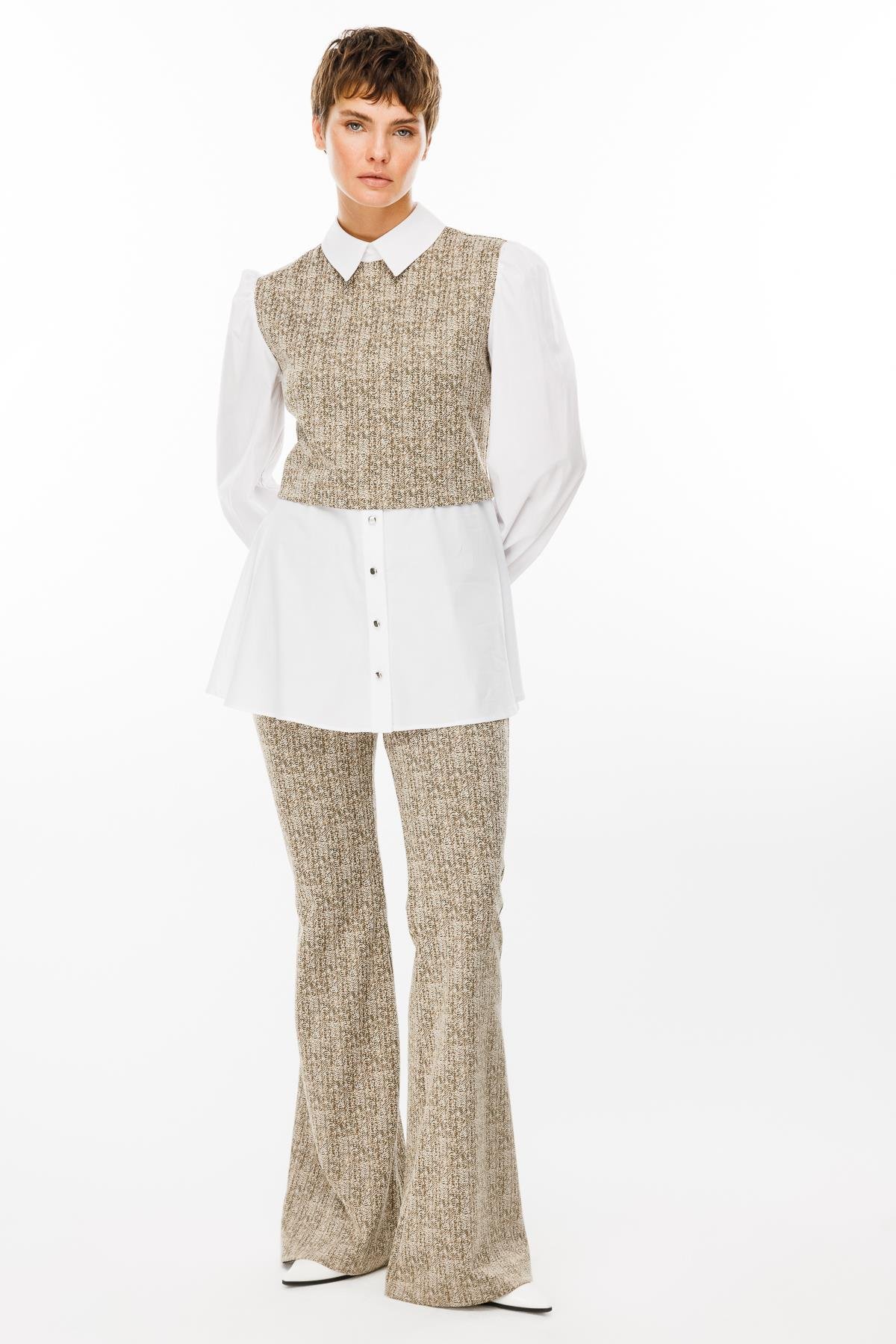 Modailgi  İspanyol Paça Örme Pantolon - 1573,7967 Haki