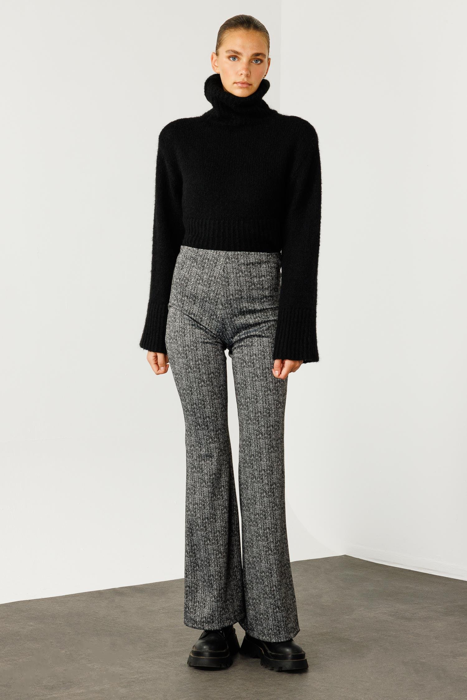 Modailgi  İspanyol Paça Örme Pantolon - 1573,7967 Antrasit