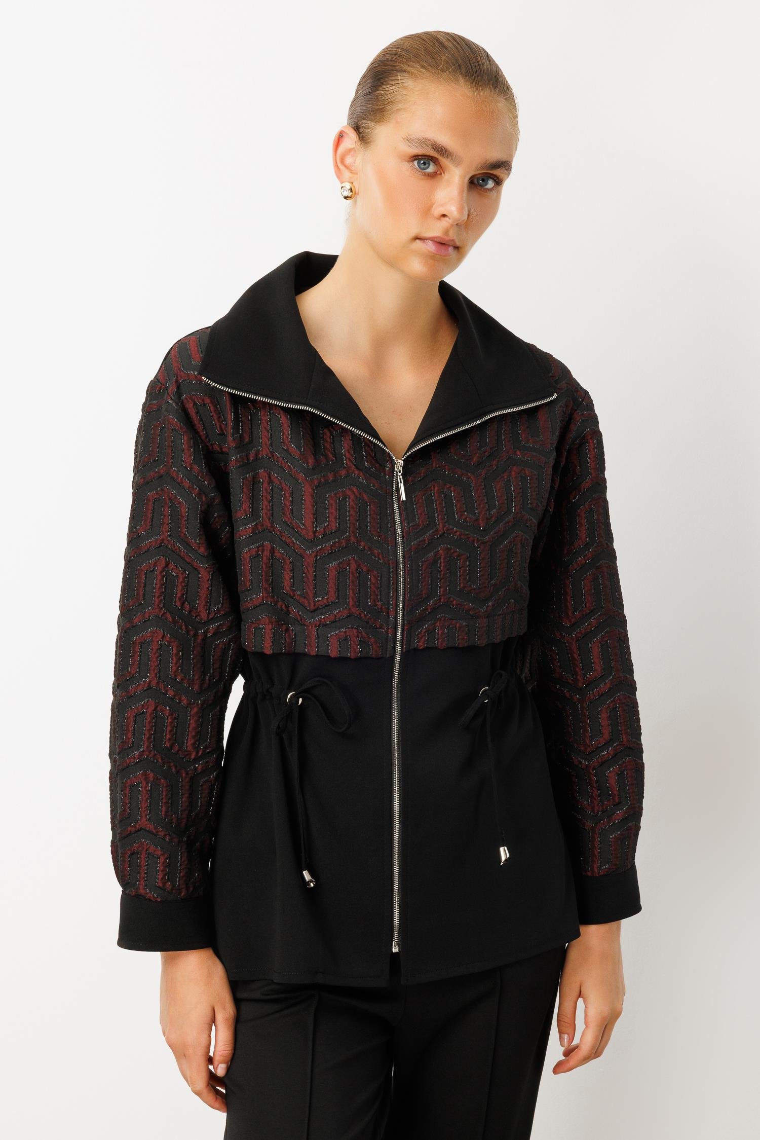 Modailgi  Jakarlı Fermuarlı Tunik Bordo