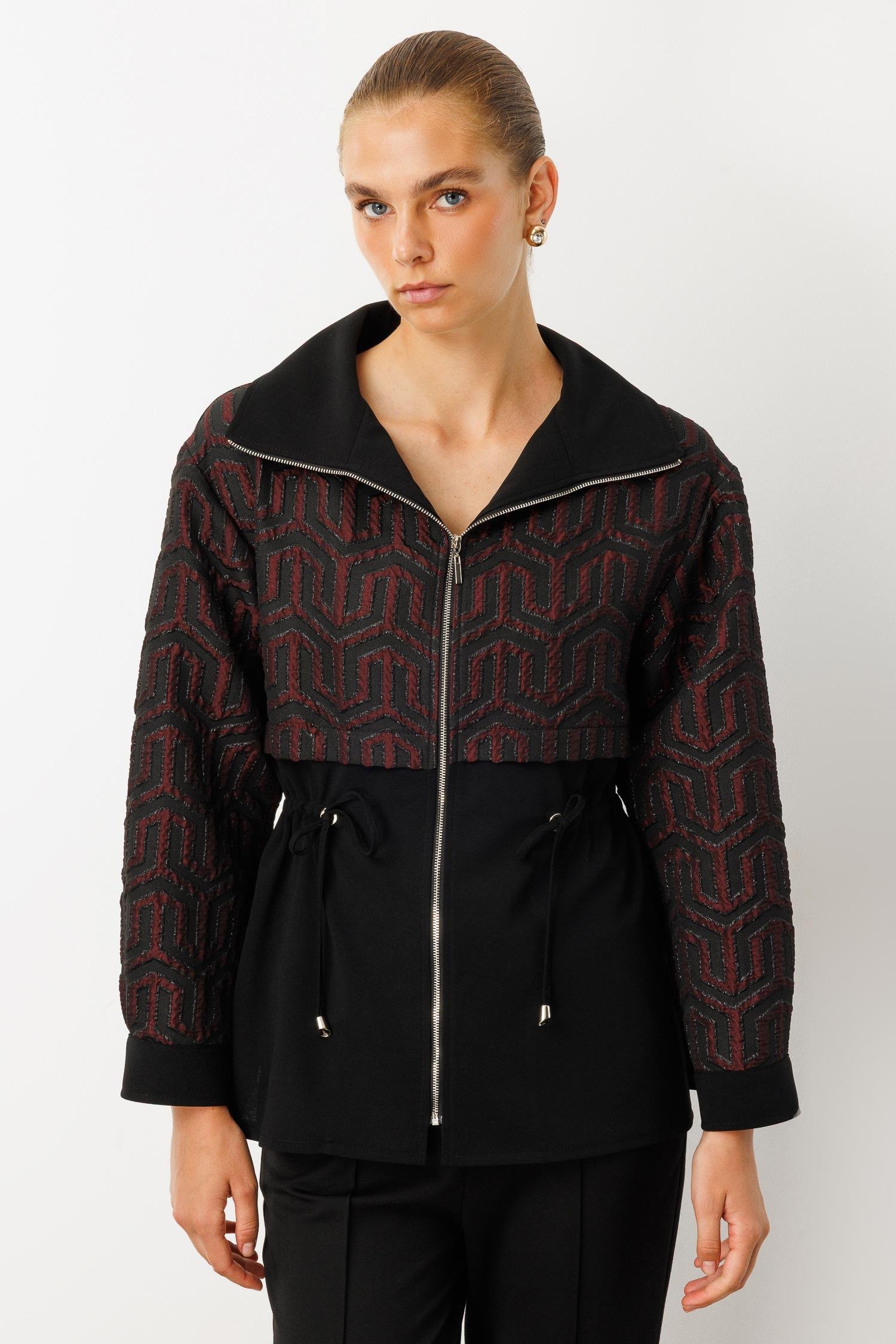 Modailgi  Jakarlı Fermuarlı Tunik Bordo