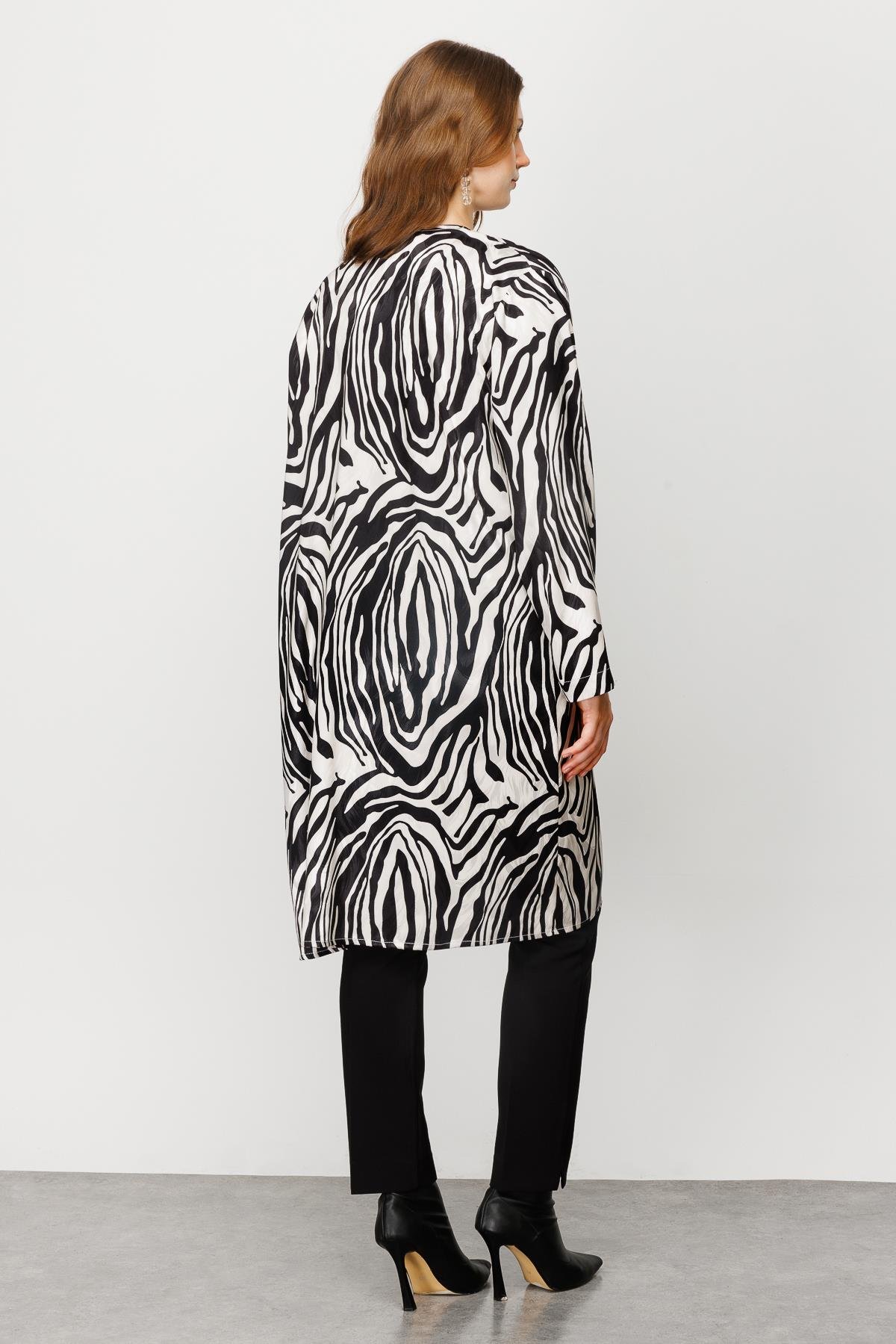 Modailgi  Jakarlı Şal Yaka İkili Uzun Tunik Orijinal