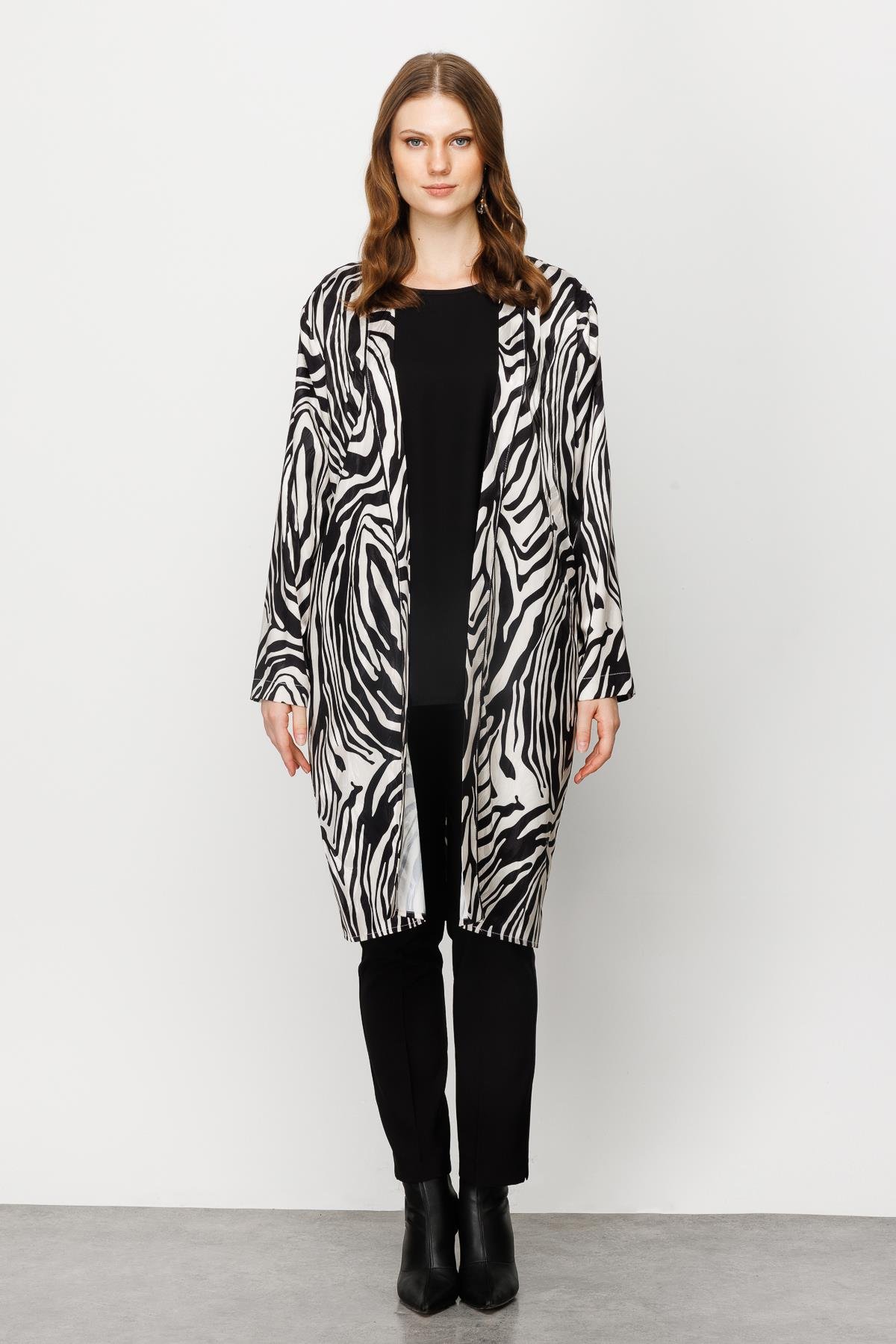 Modailgi  Jakarlı Şal Yaka İkili Uzun Tunik Orijinal