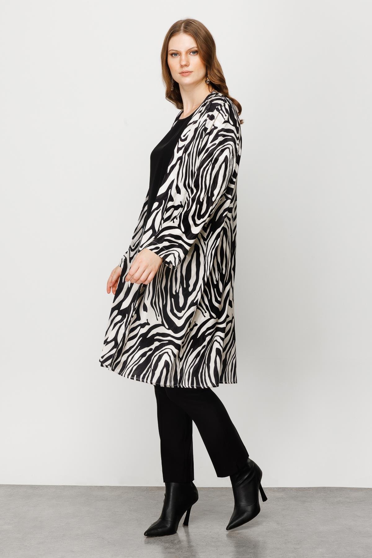 Modailgi  Jakarlı Şal Yaka İkili Uzun Tunik Orijinal