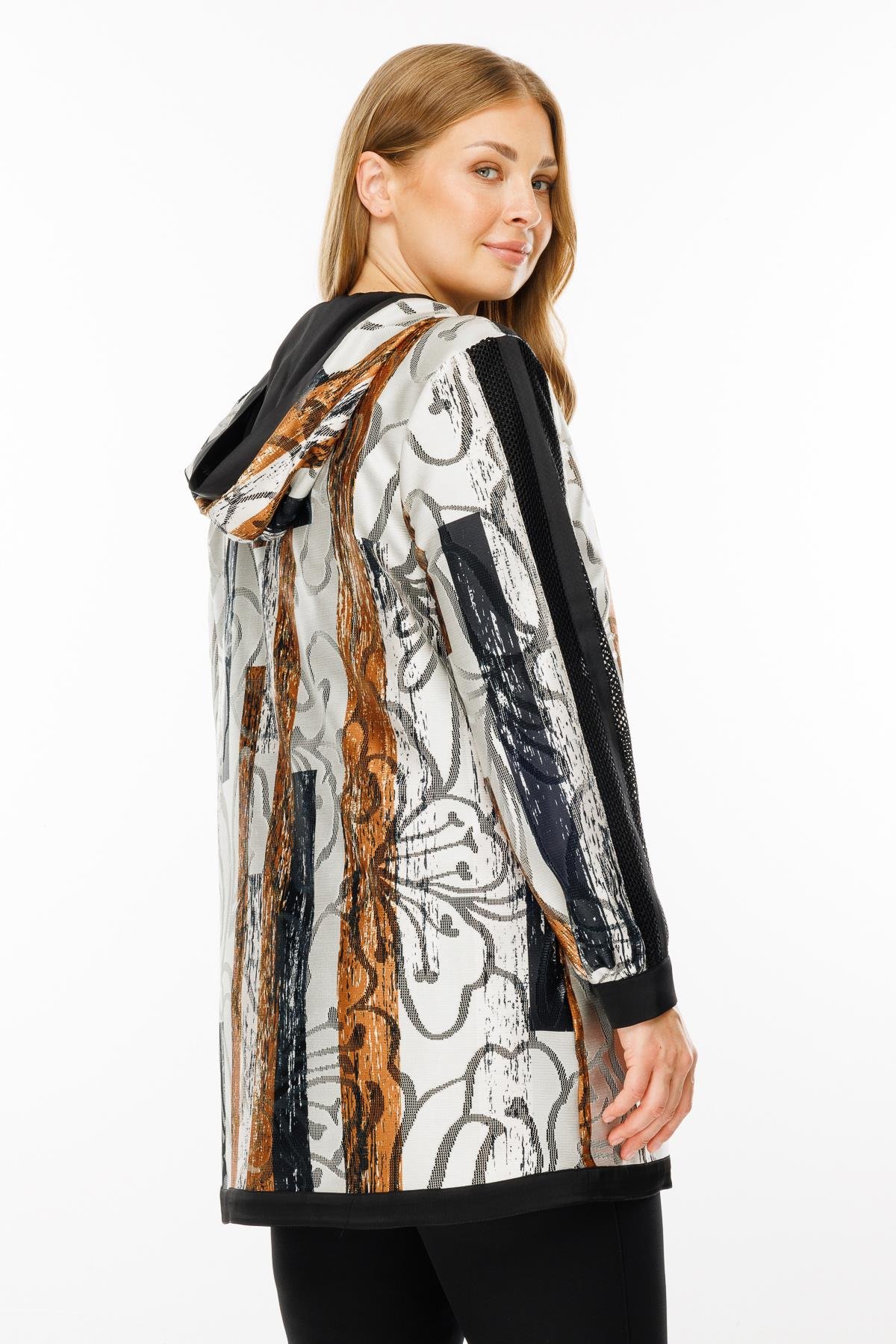 Modailgi  Kapüşonlu Desenli Tunik Siyah