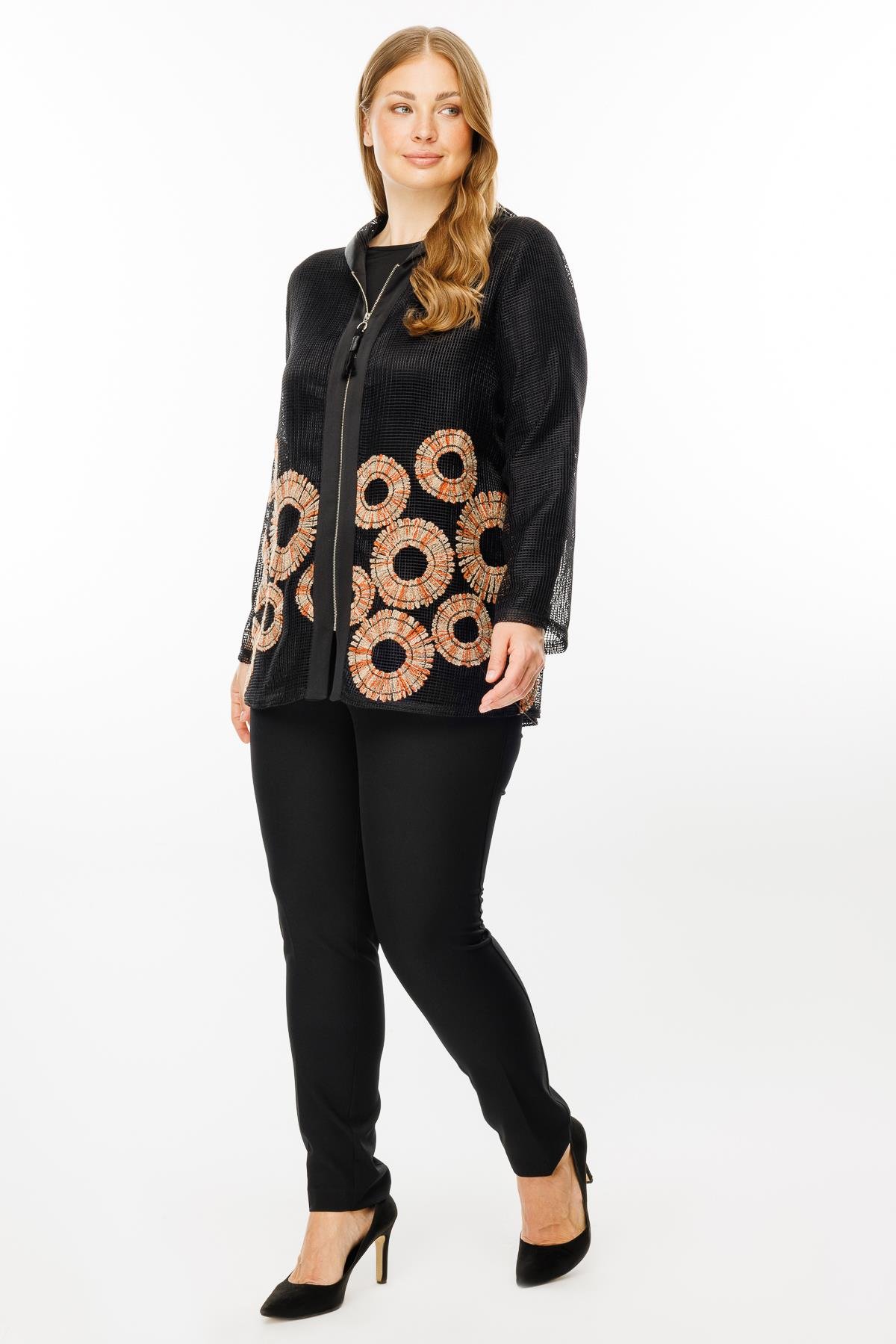 Modailgi  Kapüşonlu File Tunik Siyah