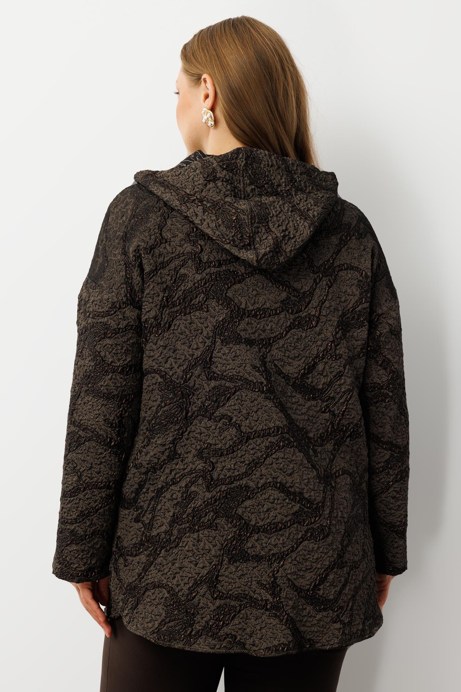 Modailgi  Kapüşonlu Jakar Tunik Kahve