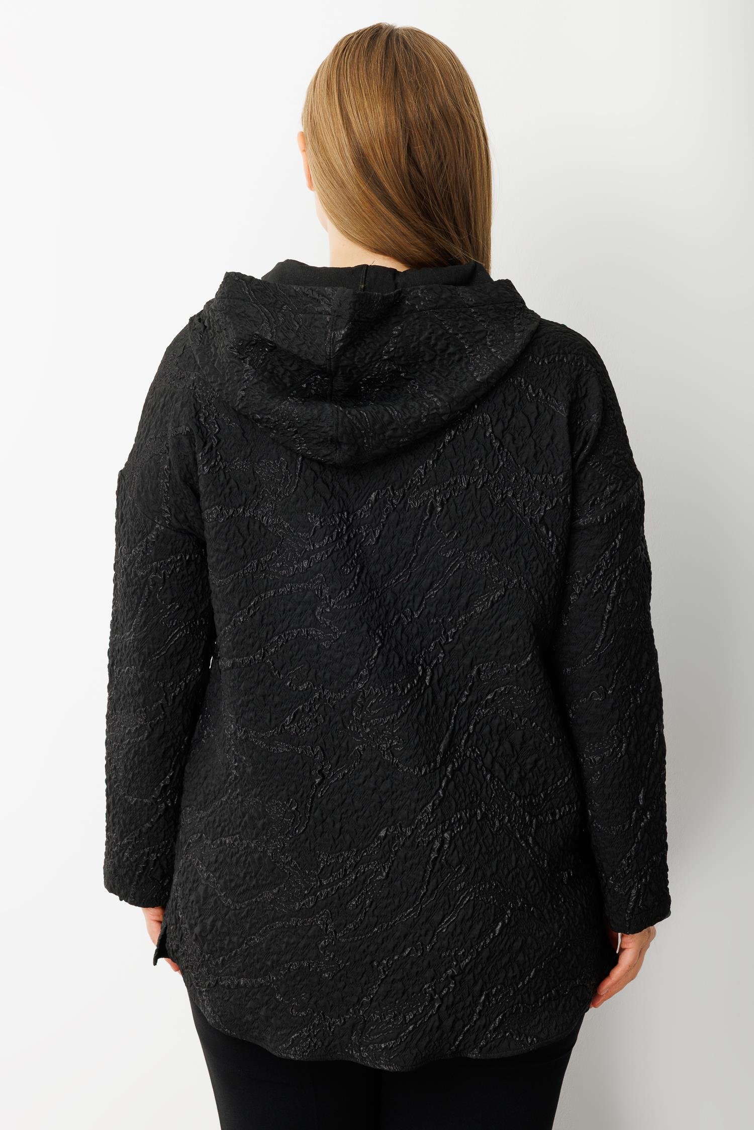 Modailgi  Kapüşonlu Jakar Tunik Siyah