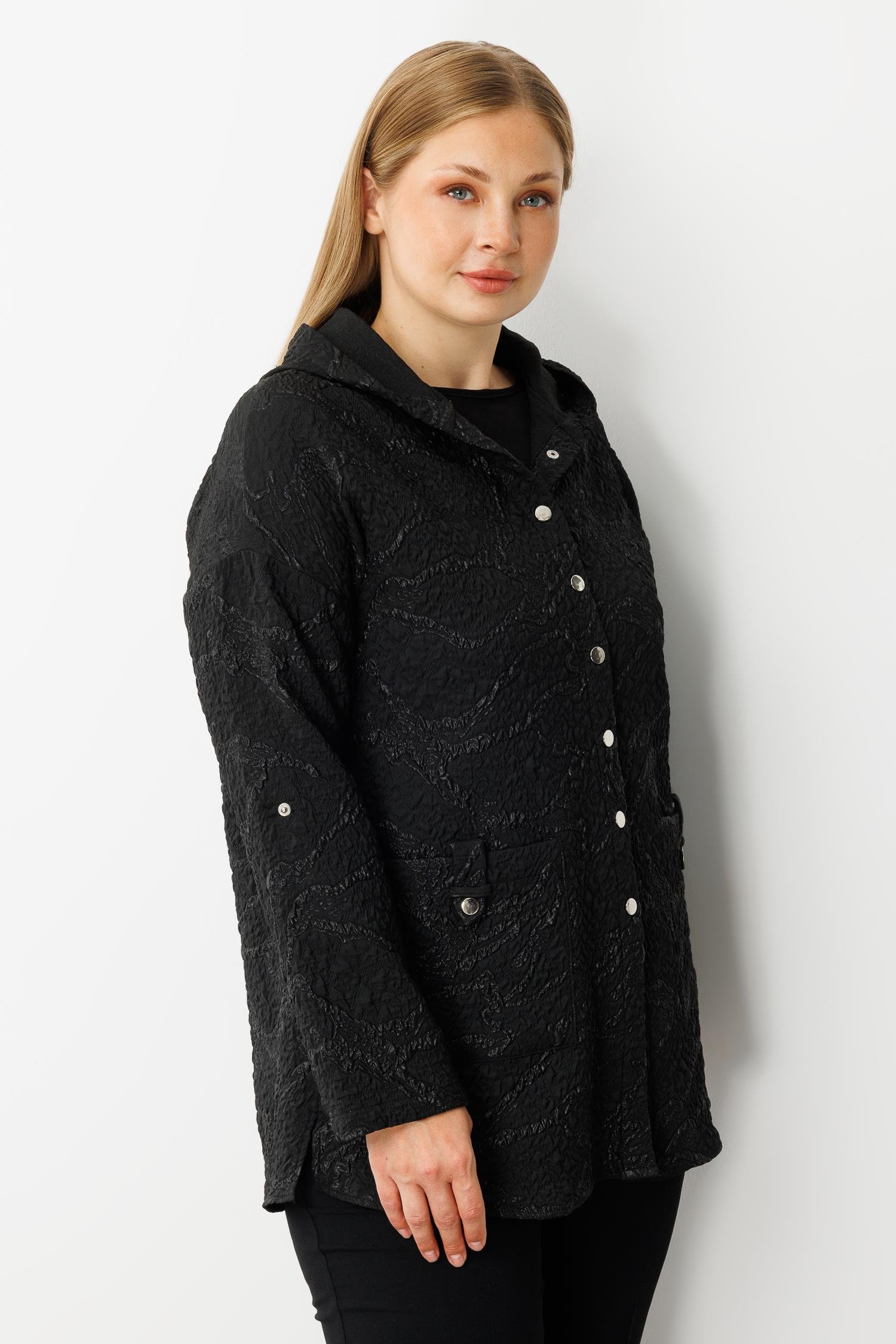 Modailgi  Kapüşonlu Jakar Tunik Siyah