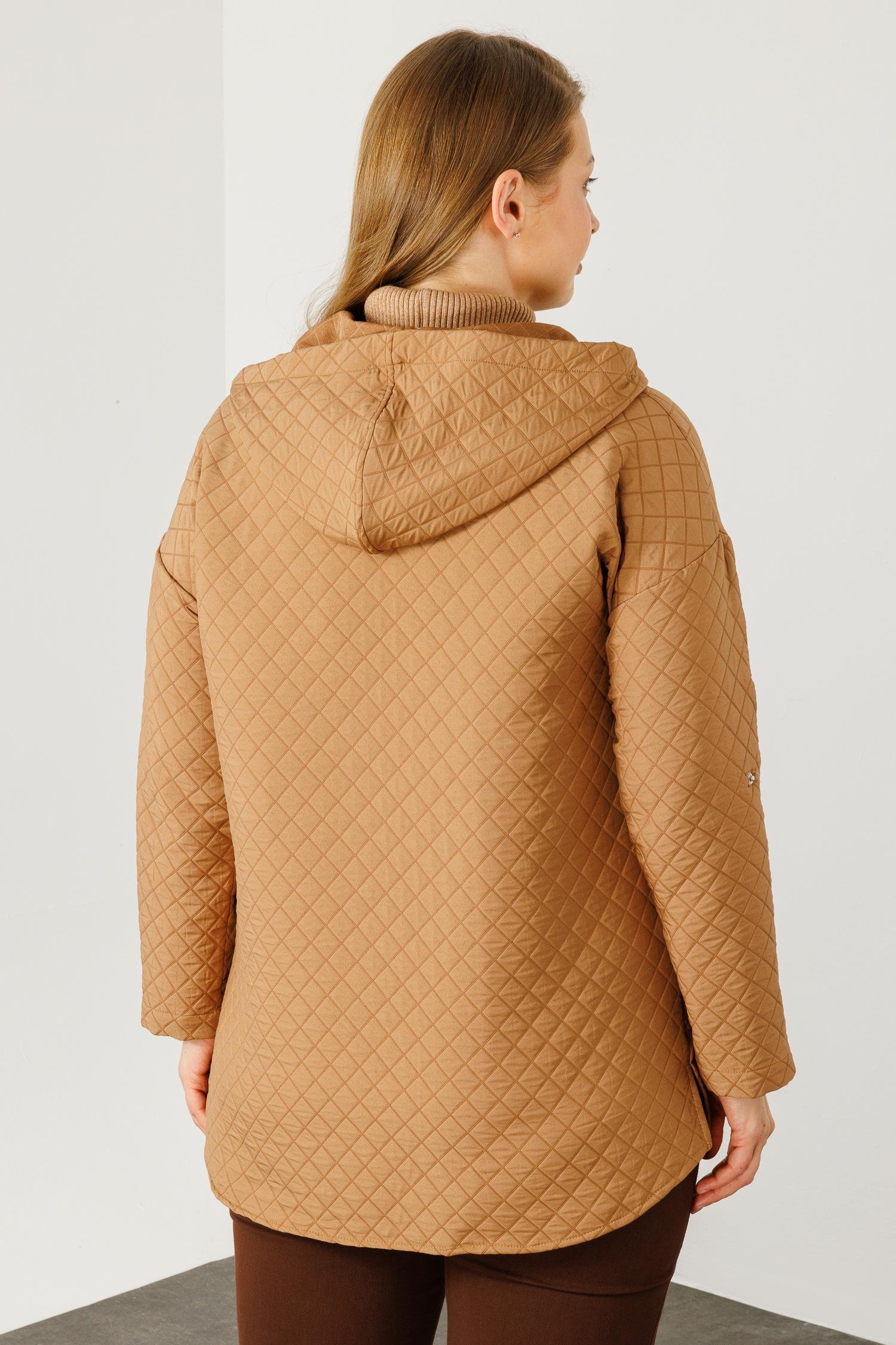 Modailgi  Kapüşonlu Kapitone Mont Camel