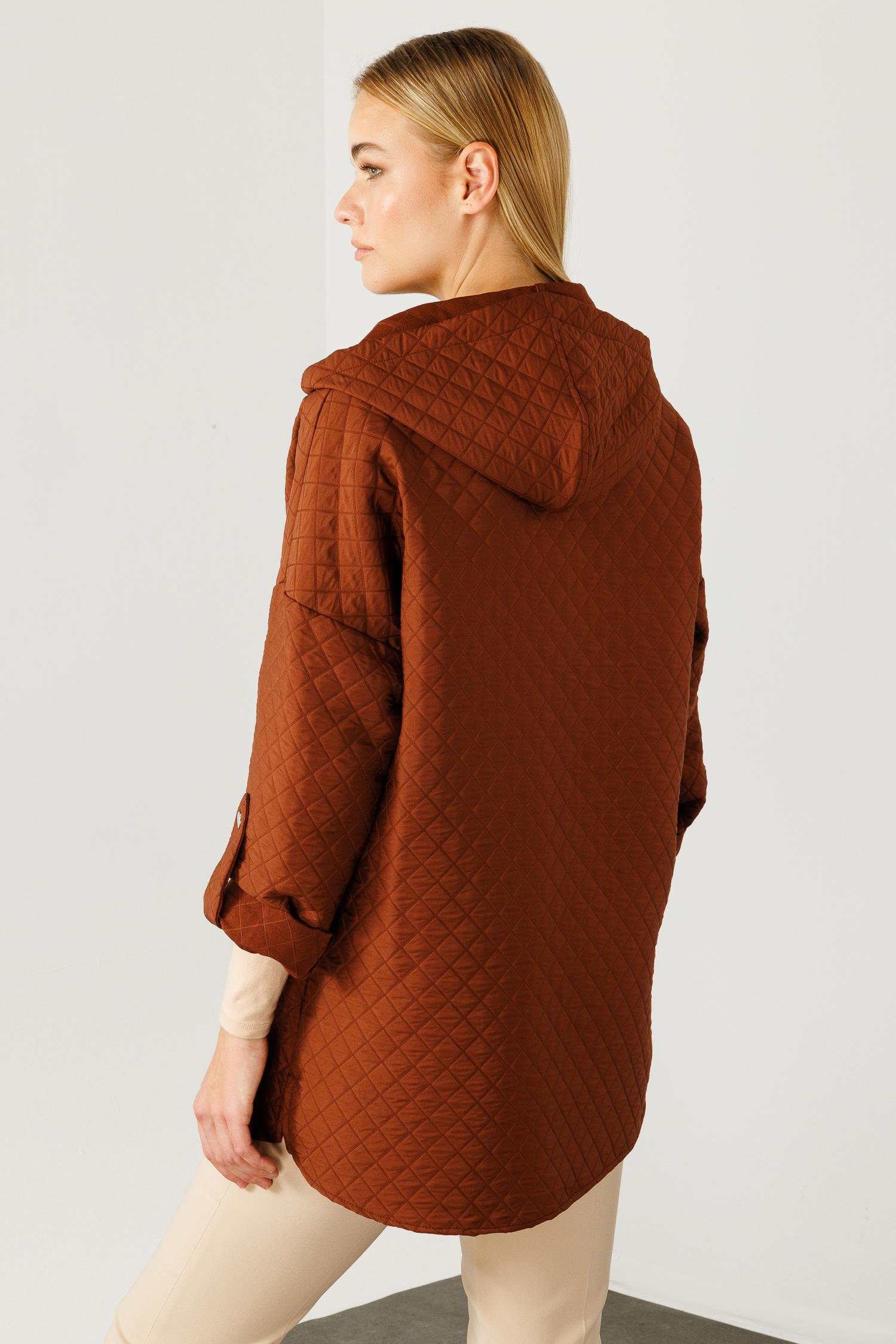 Modailgi  Kapüşonlu Kapitone Mont Taba