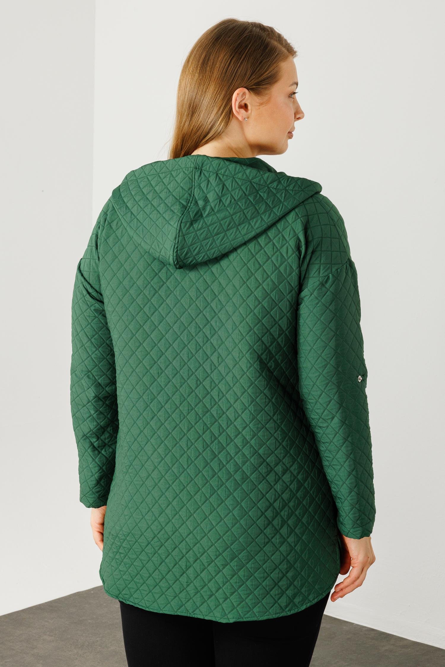 Modailgi  Kapüşonlu Kapitone Mont Yeşil