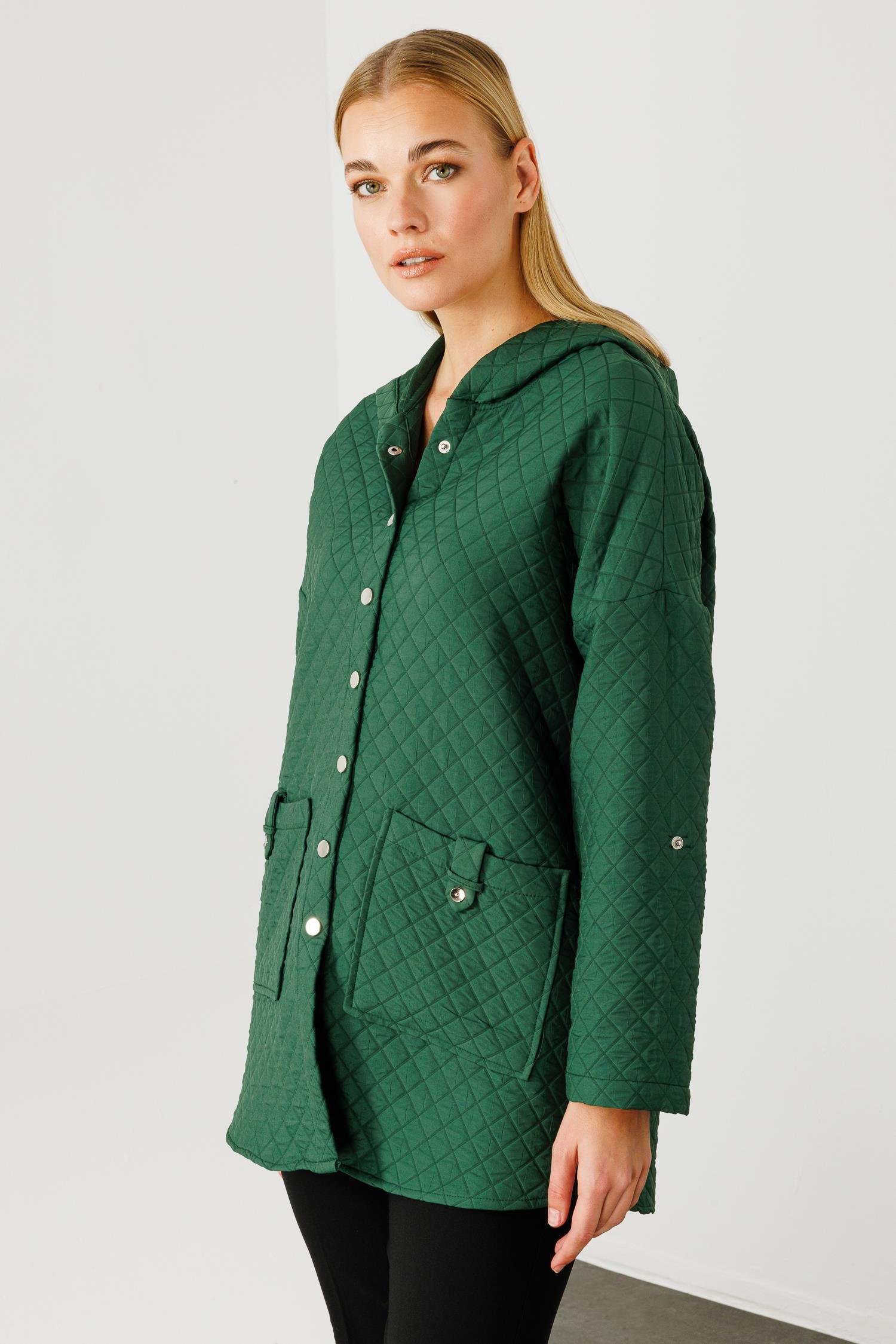 Modailgi  Kapüşonlu Kapitone Mont Yeşil