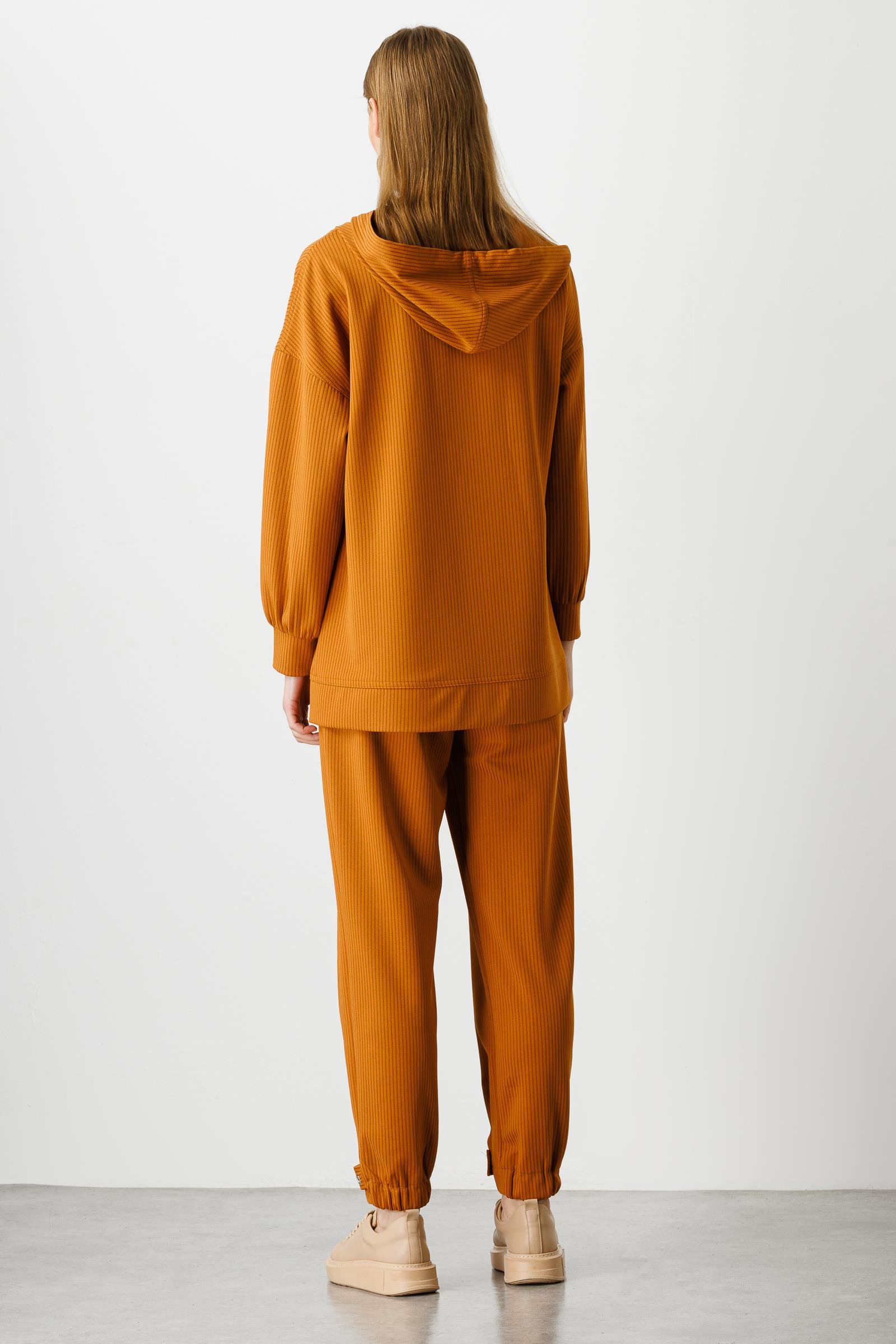 Modailgi  Kapüşonlu Örme Tunik Tarçın