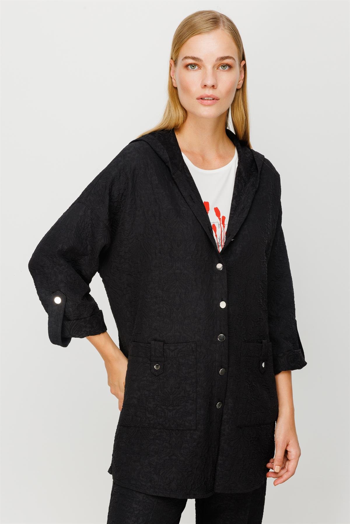 Modailgi  Kapüşonlu Oversize Tunik Siyah