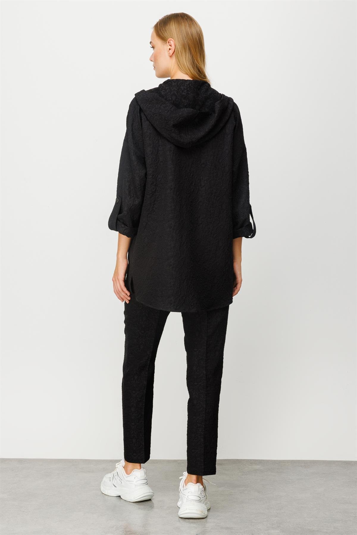 Modailgi  Kapüşonlu Oversize Tunik Siyah
