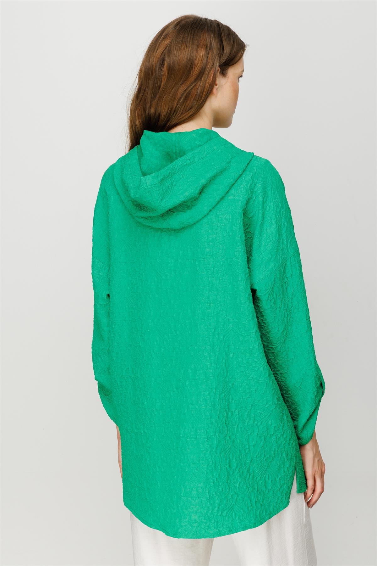 Modailgi  Kapüşonlu Oversize Tunik Yeşil