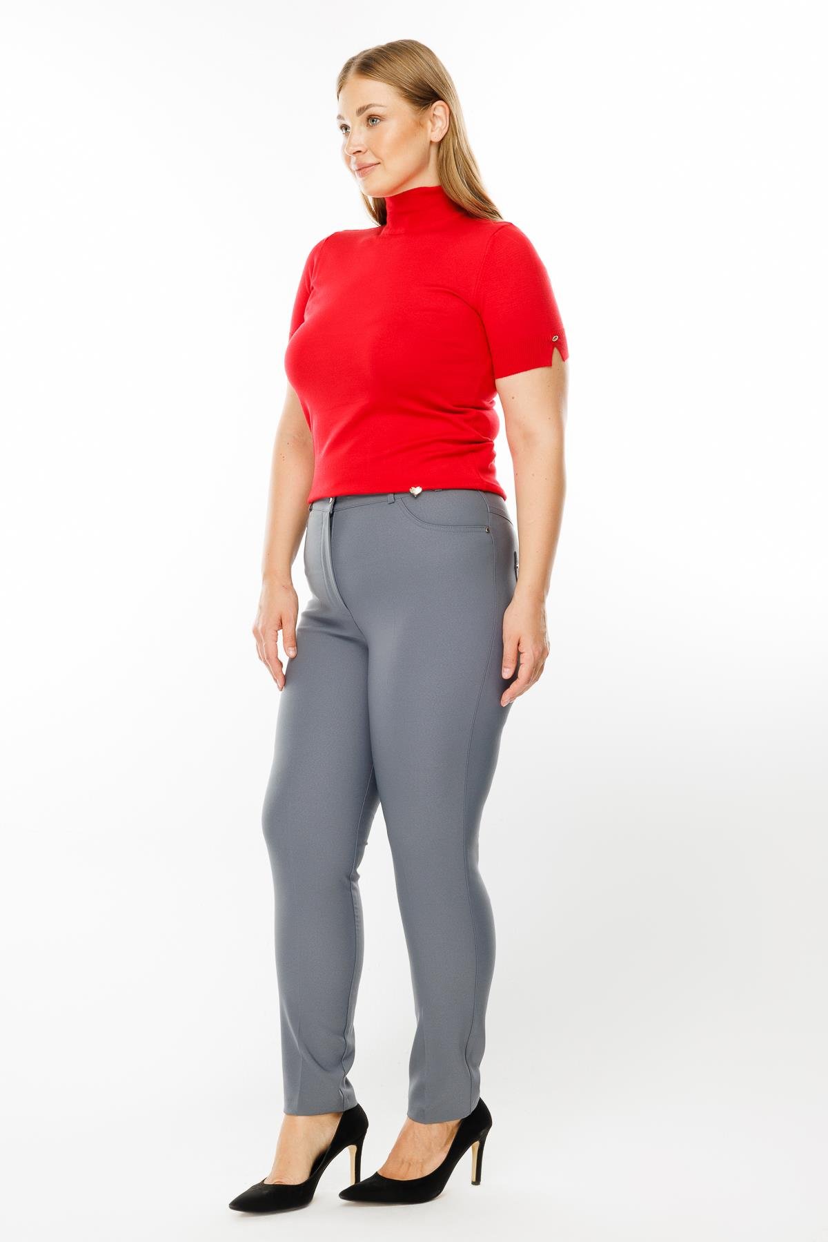 Modailgi  Kemeri Lastikli Pantolon Gri