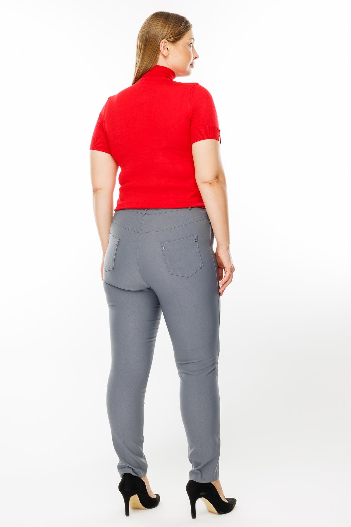 Modailgi  Kemeri Lastikli Pantolon Gri