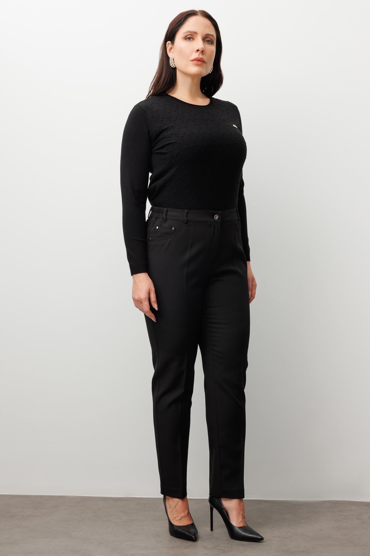 Modailgi  Kemeri Lastikli Pantolon Siyah