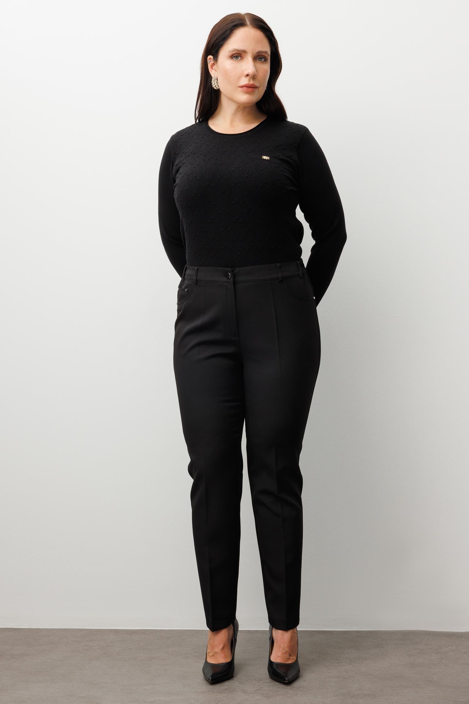 Modailgi  Kemeri Lastikli Pantolon Siyah