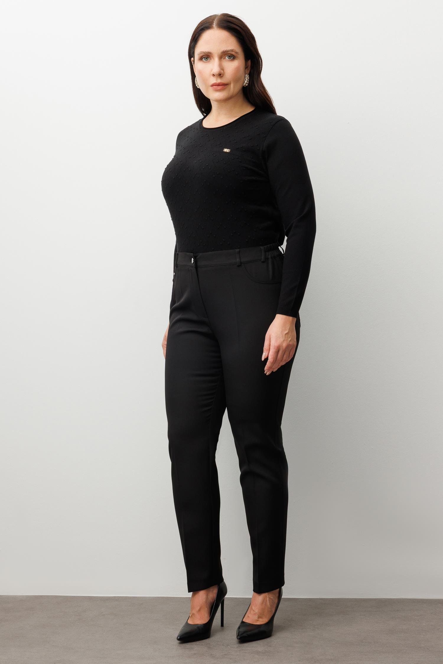 Modailgi  Kemeri Lastikli Pantolon Siyah