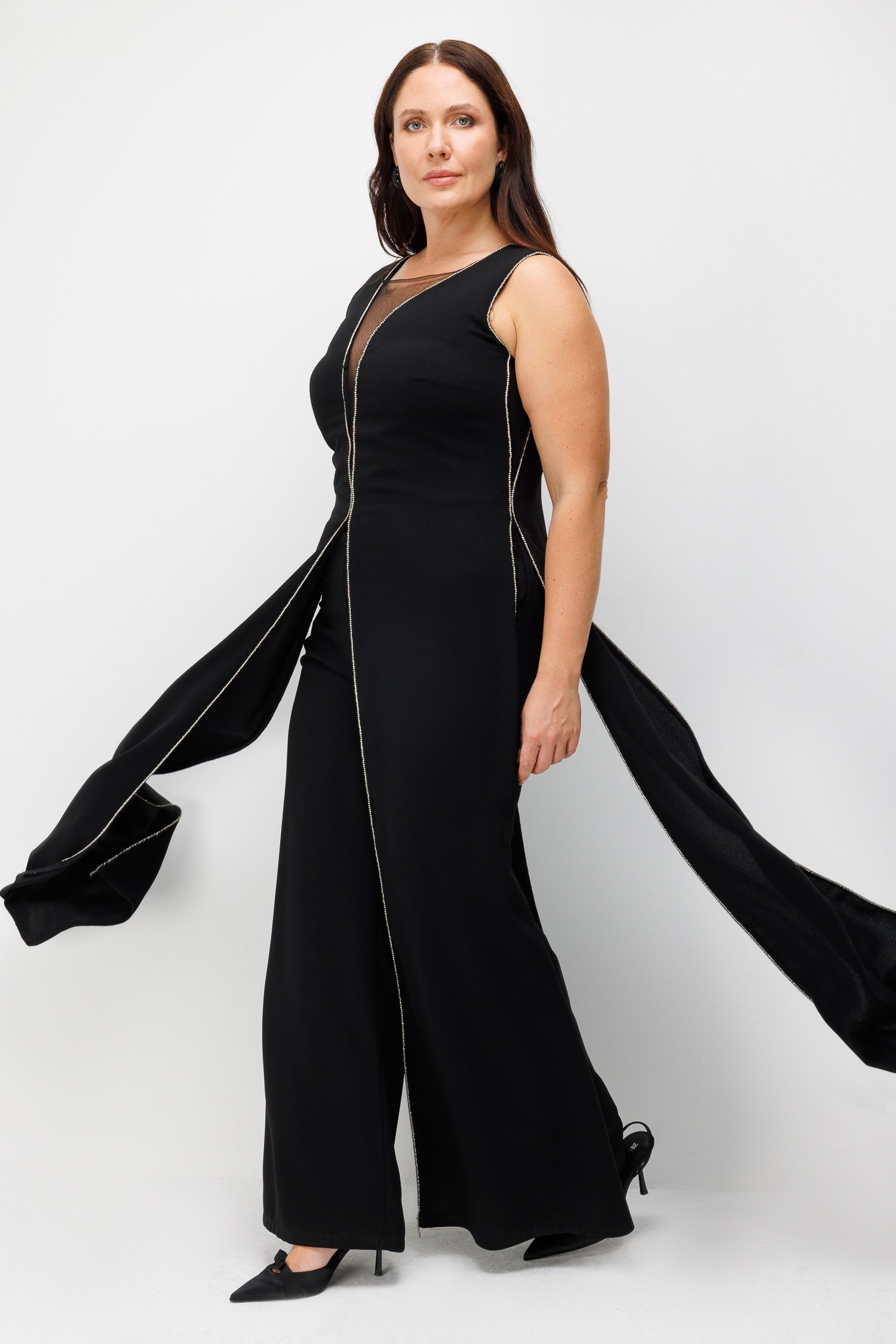 Modailgi  Kenarları Taş Şeritli Tulum Siyah