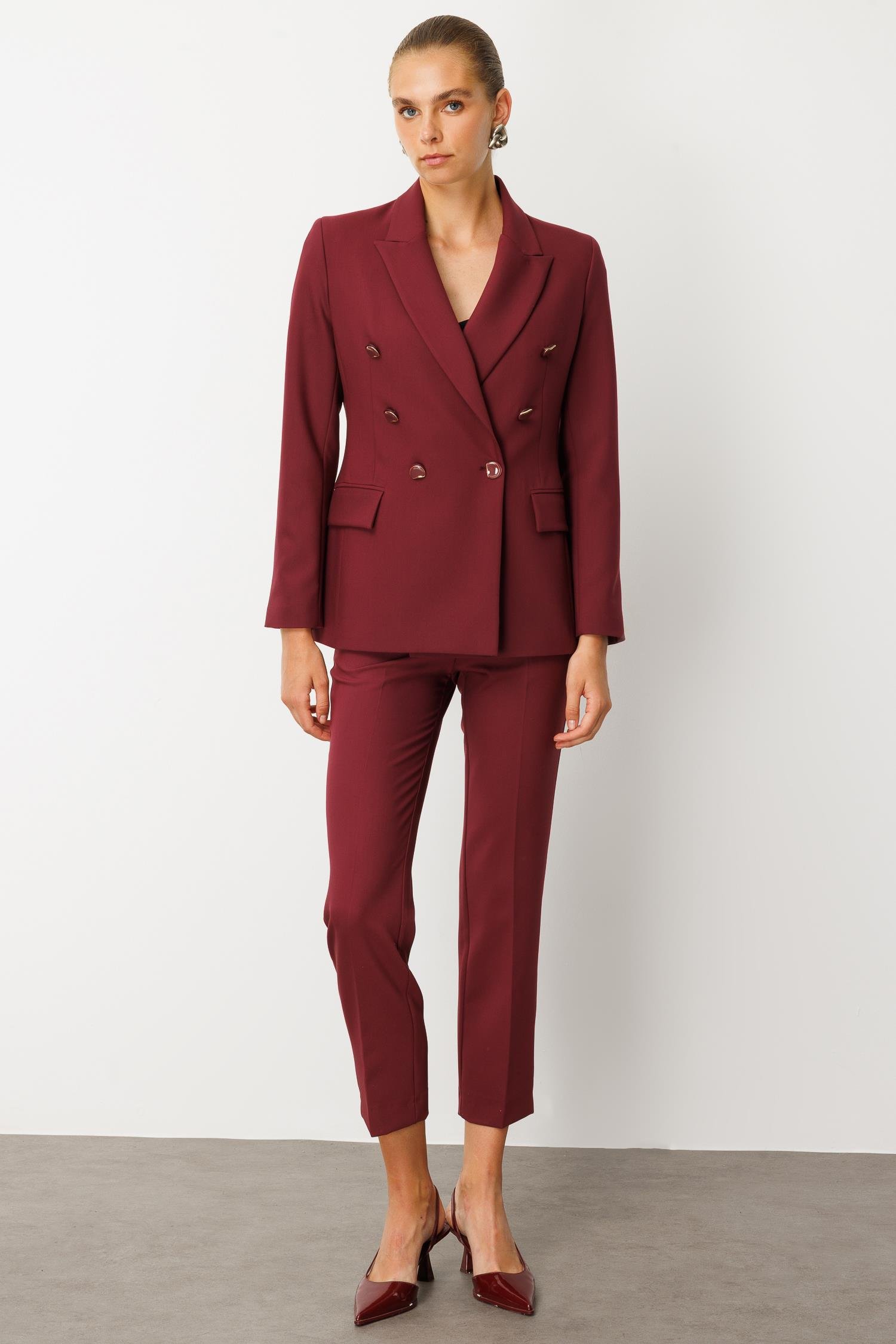 Modailgi  Kırlangıç Yaka Kruvaze Ceket - 40008 Bordo