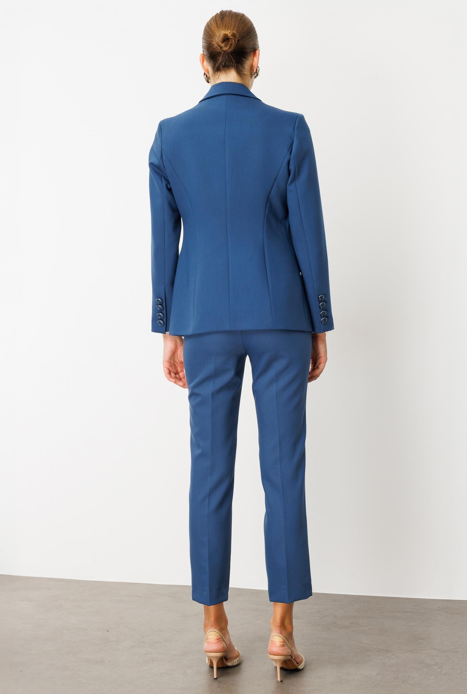 Modailgi  Kırlangıç Yaka Kruvaze Ceket - 40008 Petrol Mavisi