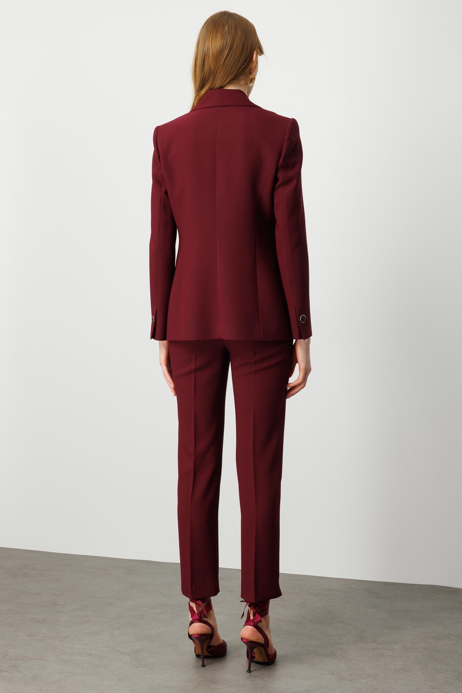 Modailgi  Kırlangıç Yaka Kuptan Yelek Detaylı Astarlı Ceket - 40031 Bordo