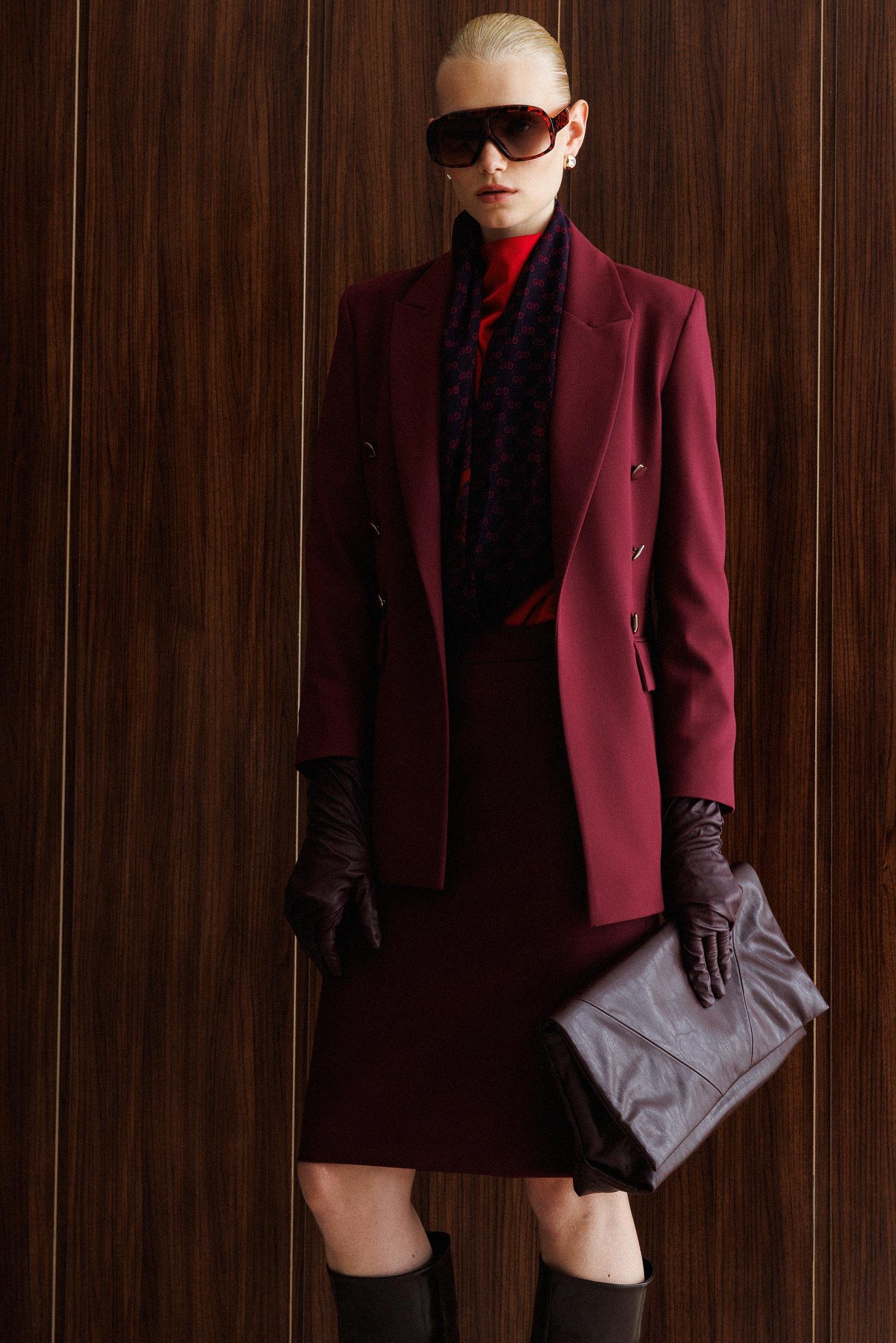 Modailgi  Kırlangıç Yaka Önü Açık Rahat Kesim Astarlı Ceket Bordo