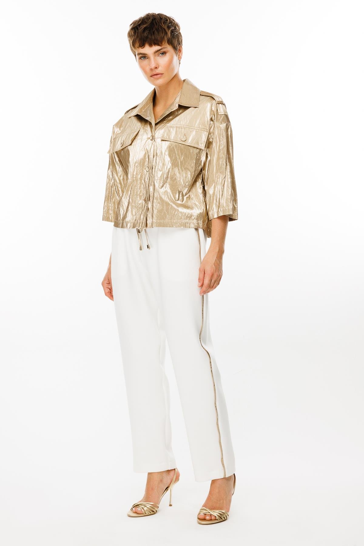 Modailgi  Kısa Crop Ceket Gold