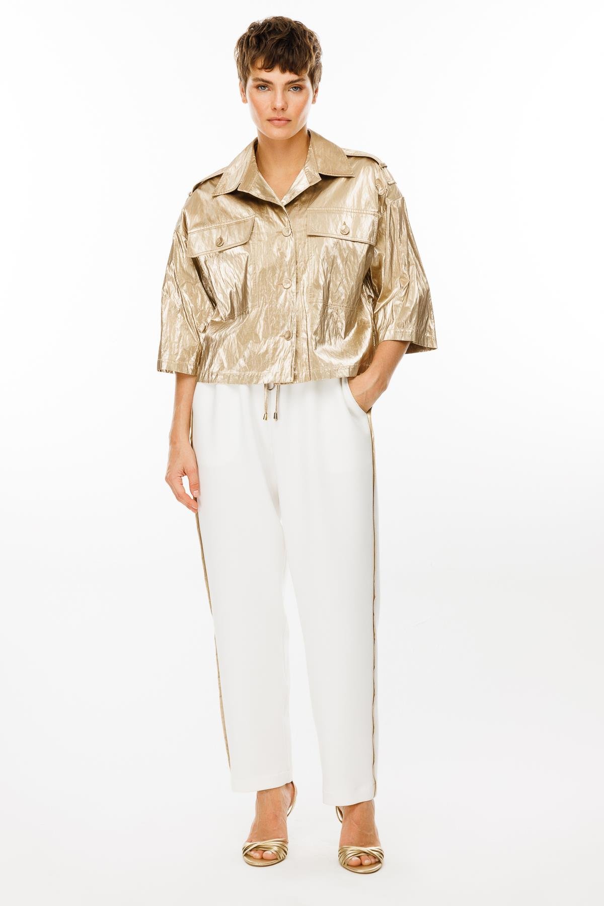 Modailgi  Kısa Crop Ceket Gold