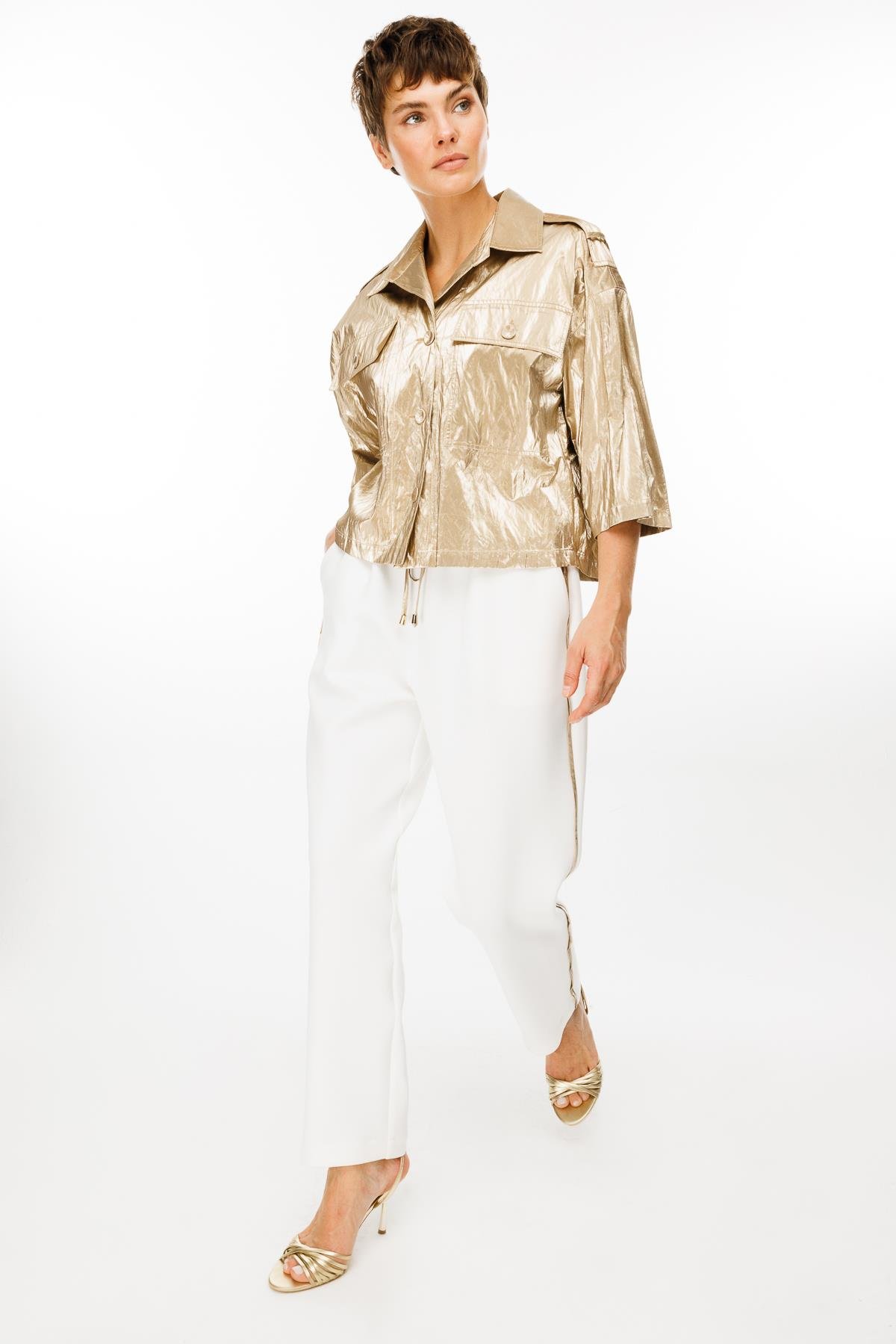 Modailgi  Kısa Crop Ceket Gold